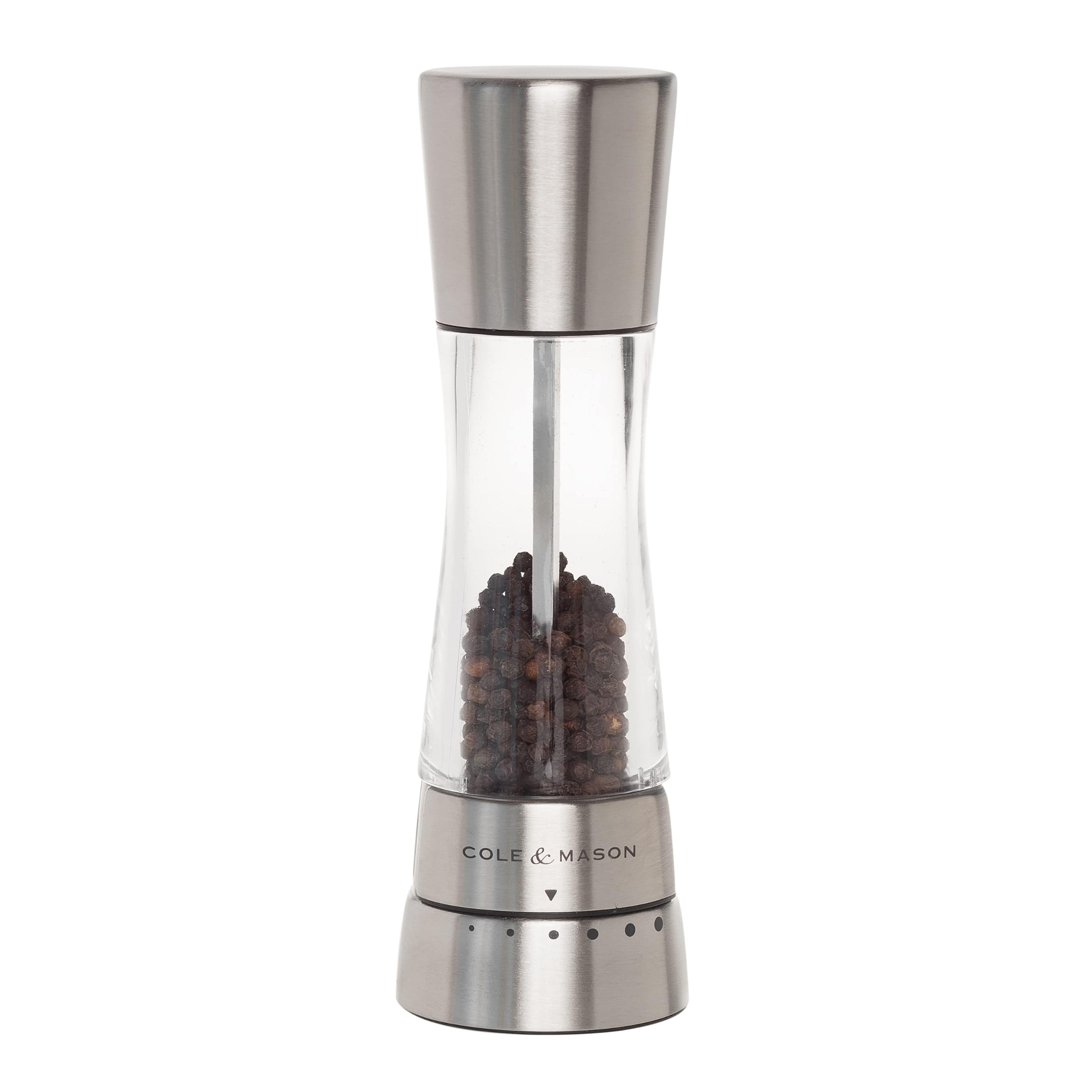 COLE & MASON Derwent Pepper Grinder - Stainless Steel Mill Includes Gourmet Precision Mechanism and Premium Peppercorns Pepper Mill Stainless Steel