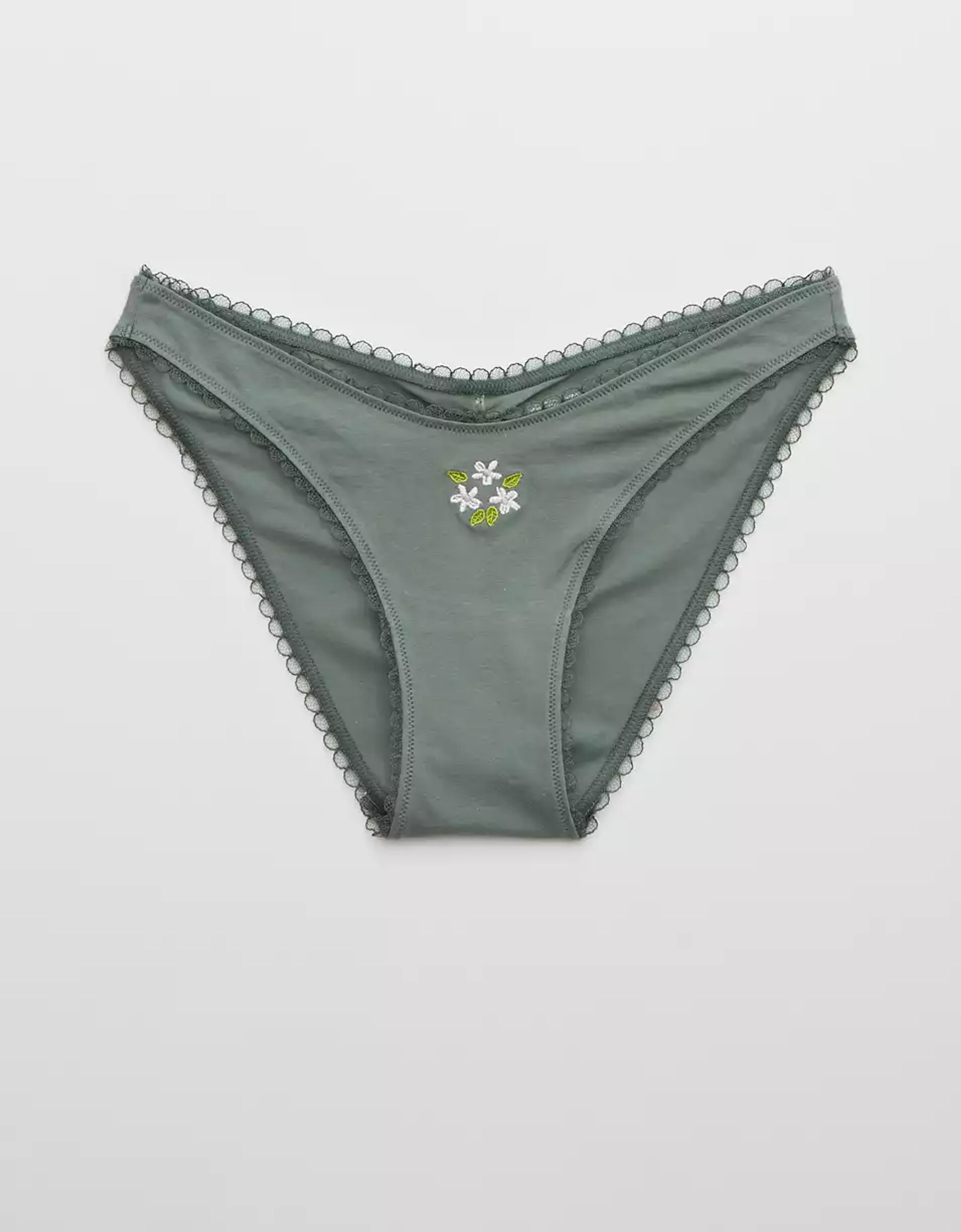 Aerie Cotton Embroidery High Cut Bikini Underwear