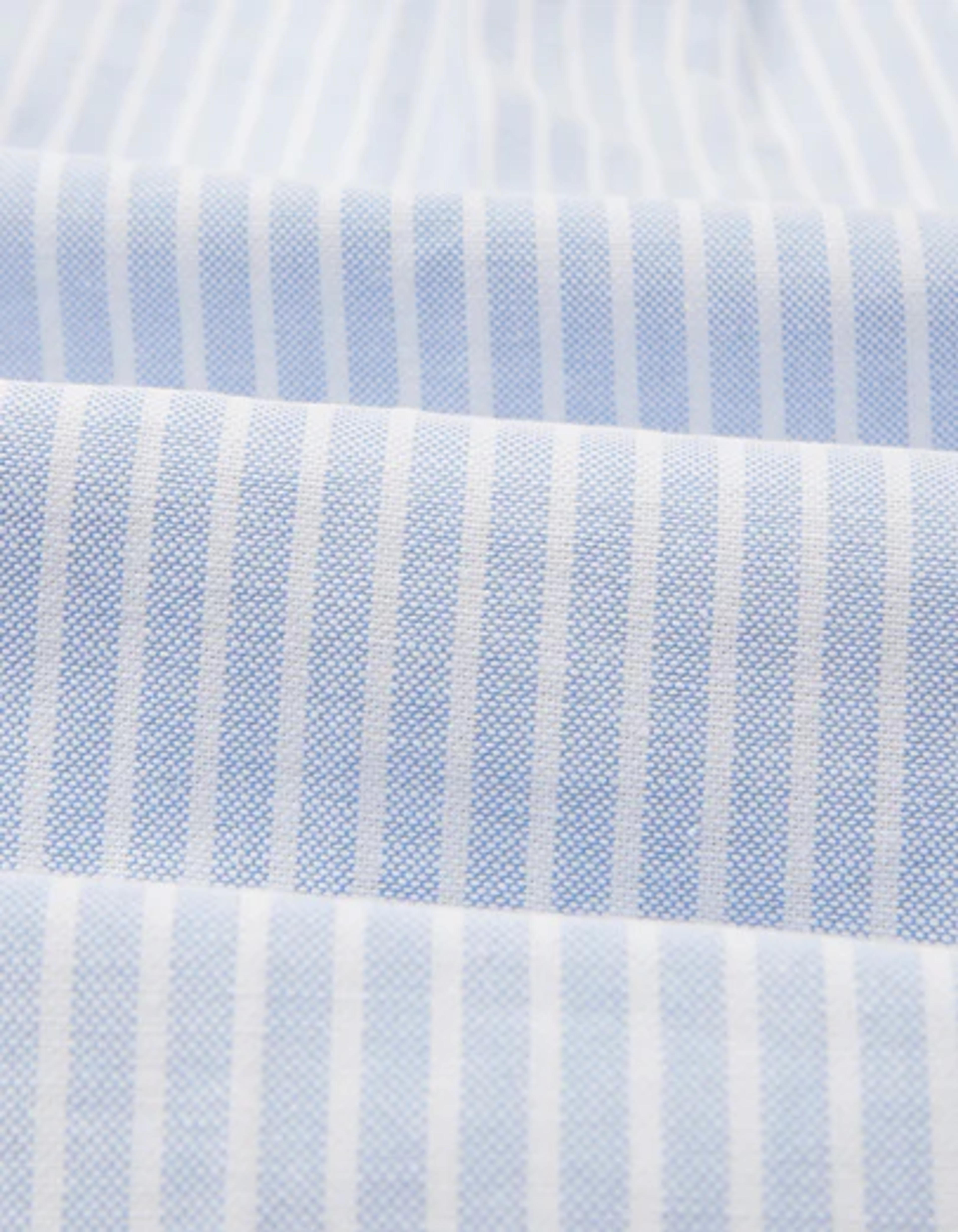 Blue and White Pencil Stripe Cotton Oxford Cloth Button-Down Shirt – Drakes