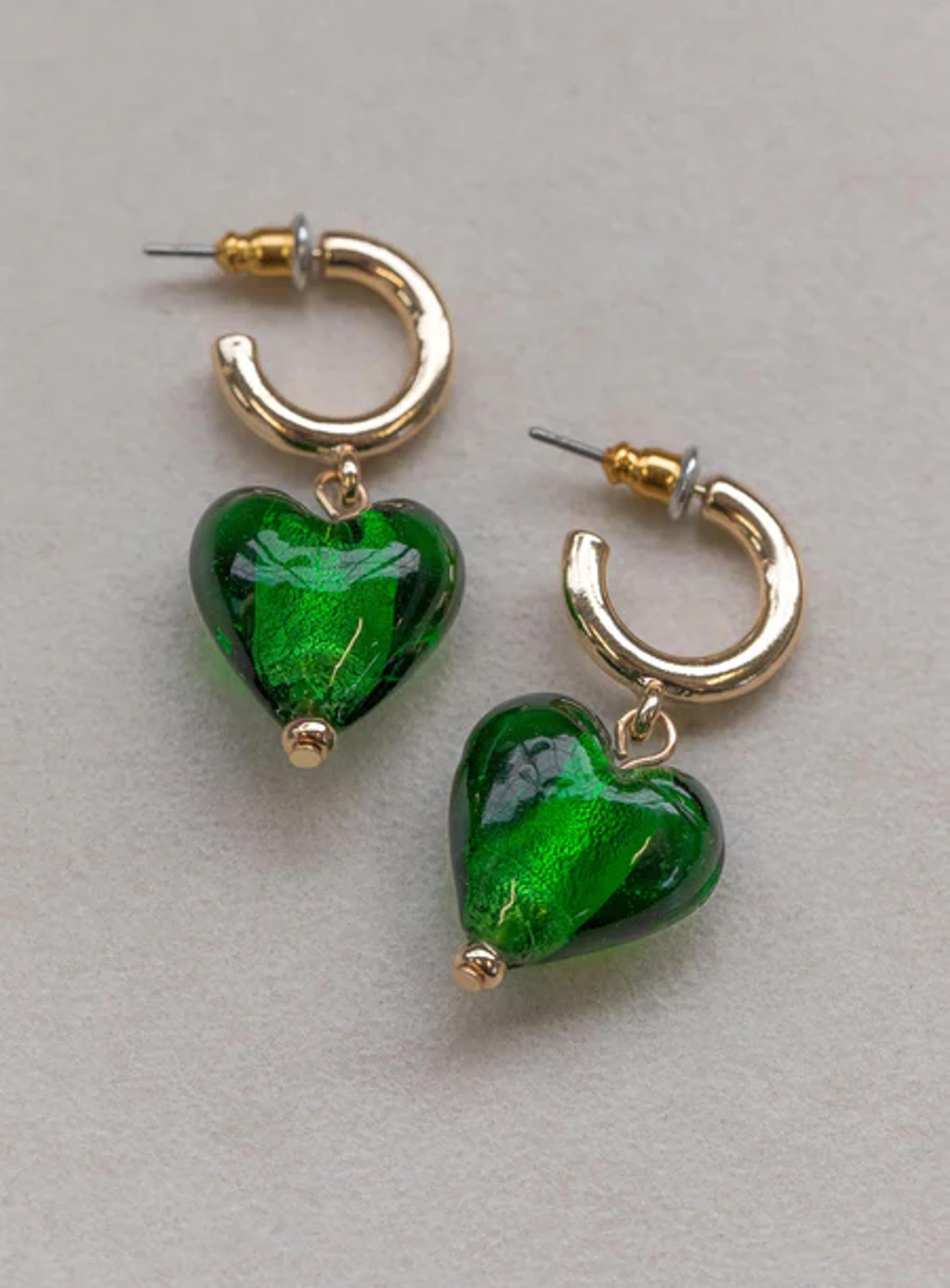 Pico Heart Earrings Gold / Green