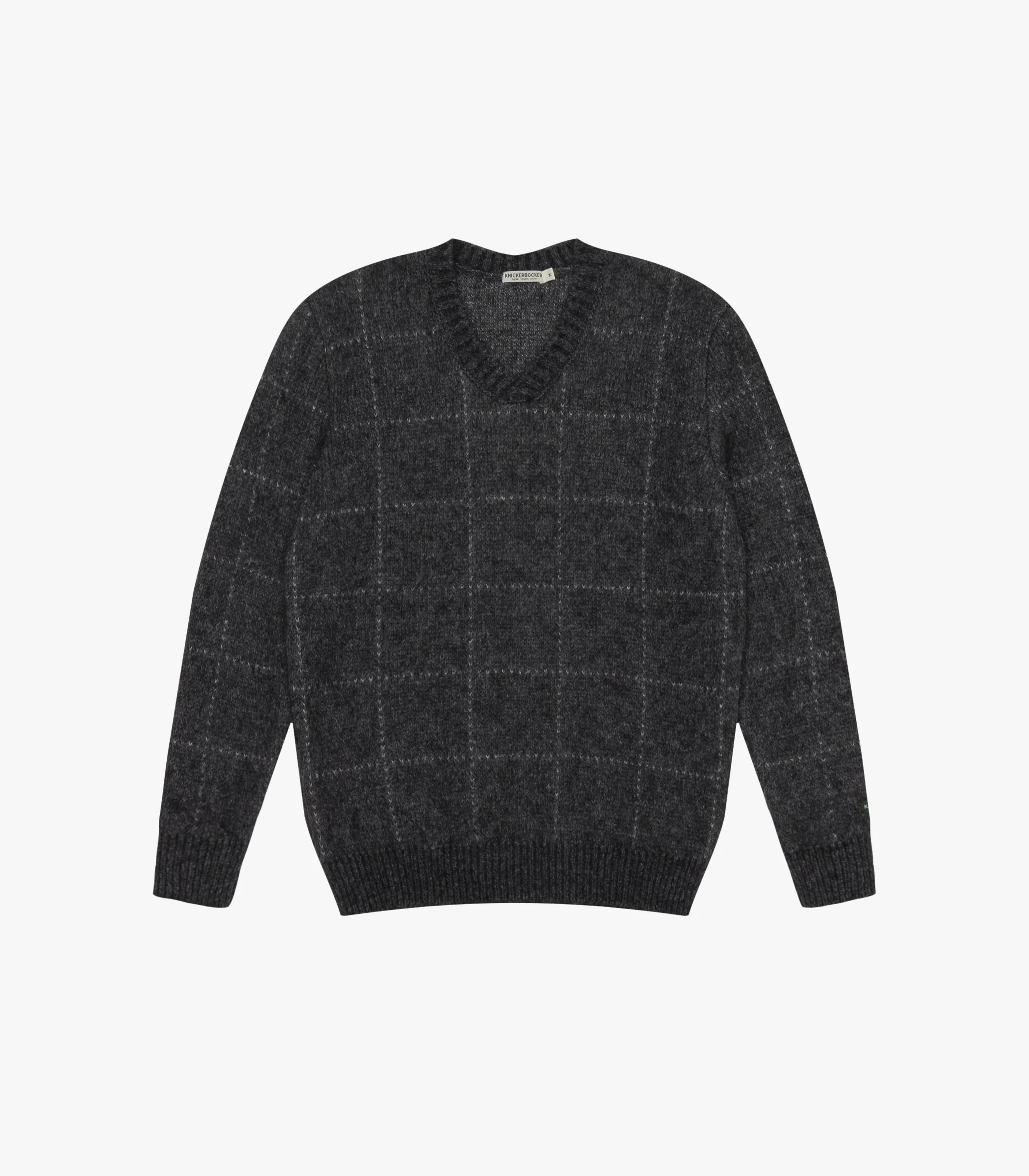 Alpaca Wool Check V-Sweater Charcoal – Knickerbocker