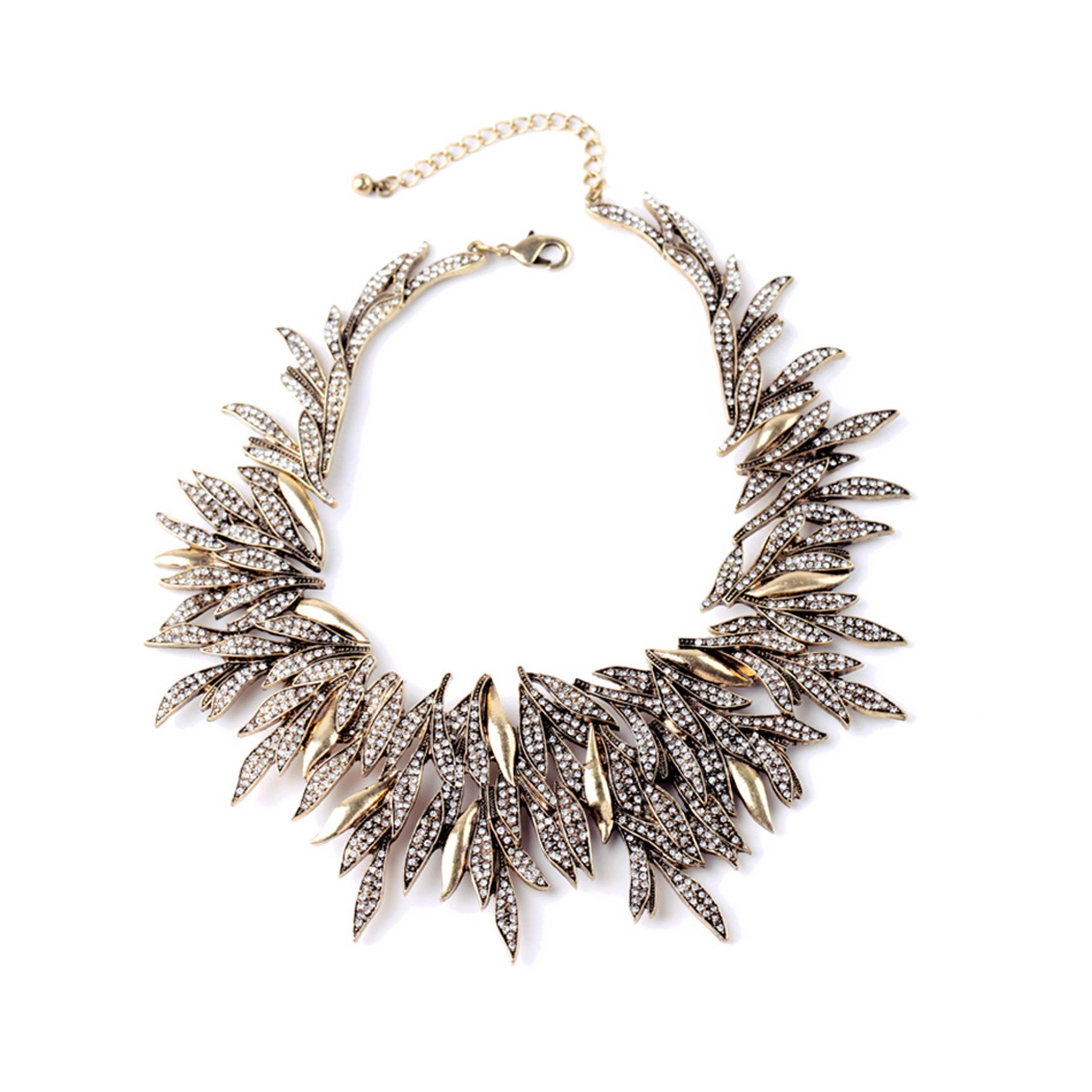 Women's Gold Leaves of Power Collar Statement Necklace