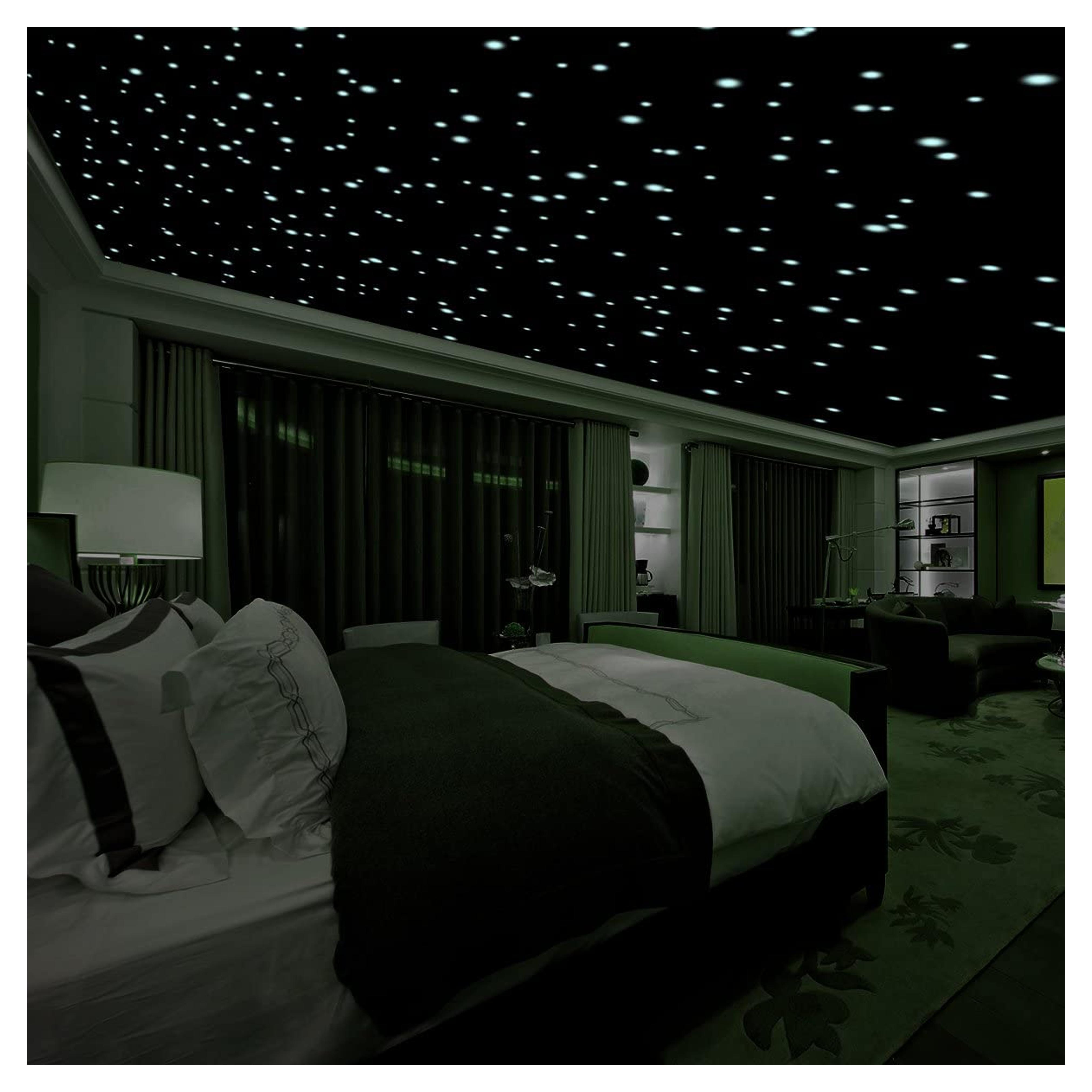 Realistic 3D Domed Glow in The Dark Stars,606 Dots for Starry Sky, Perfect for Kids Bedding Room Gift(606 Stars) (Green)