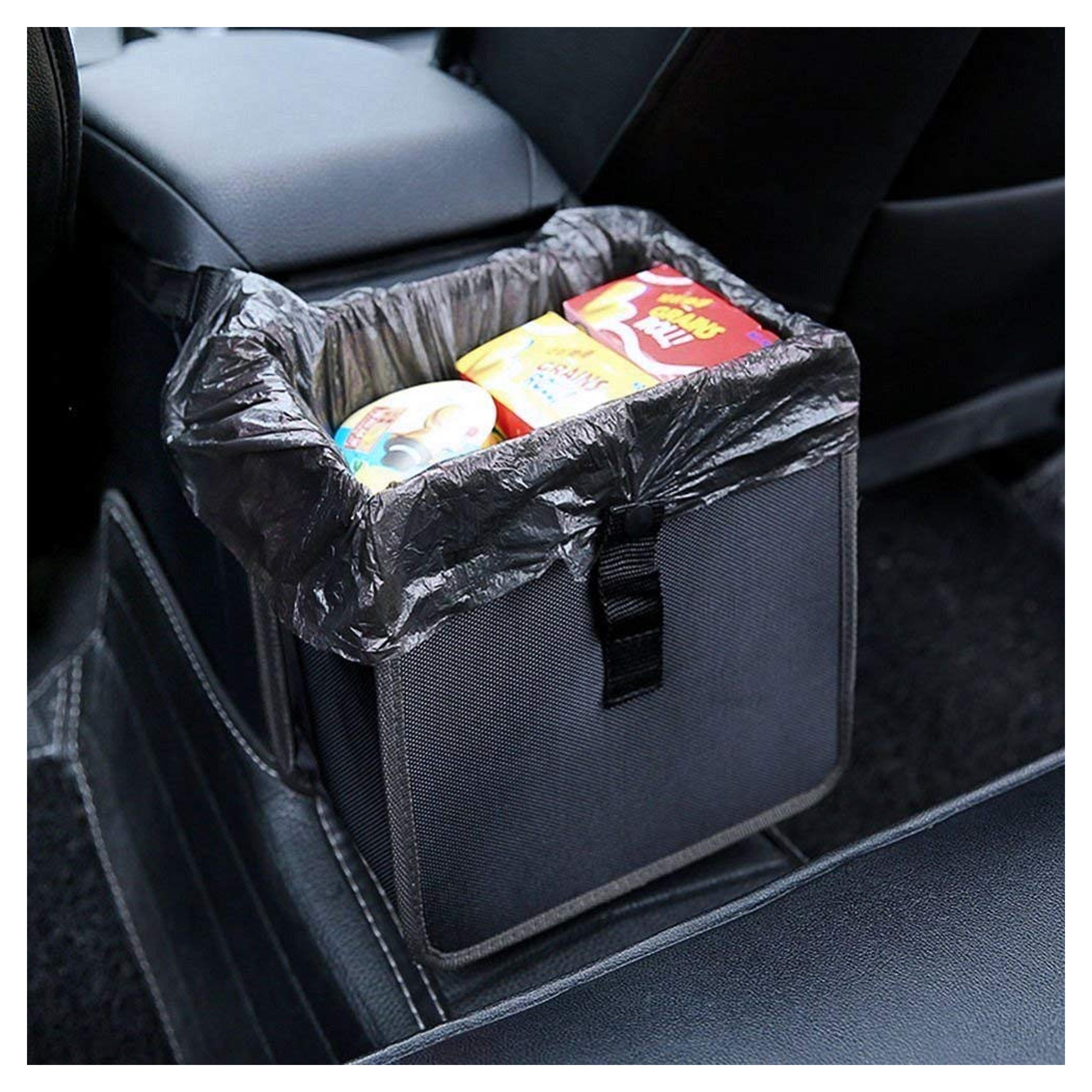 Hanging Car Trash Bag Can Premium Waterproof Litter Garbage Bag Organizer 1.85 Gallon Capacity Black Powertiger