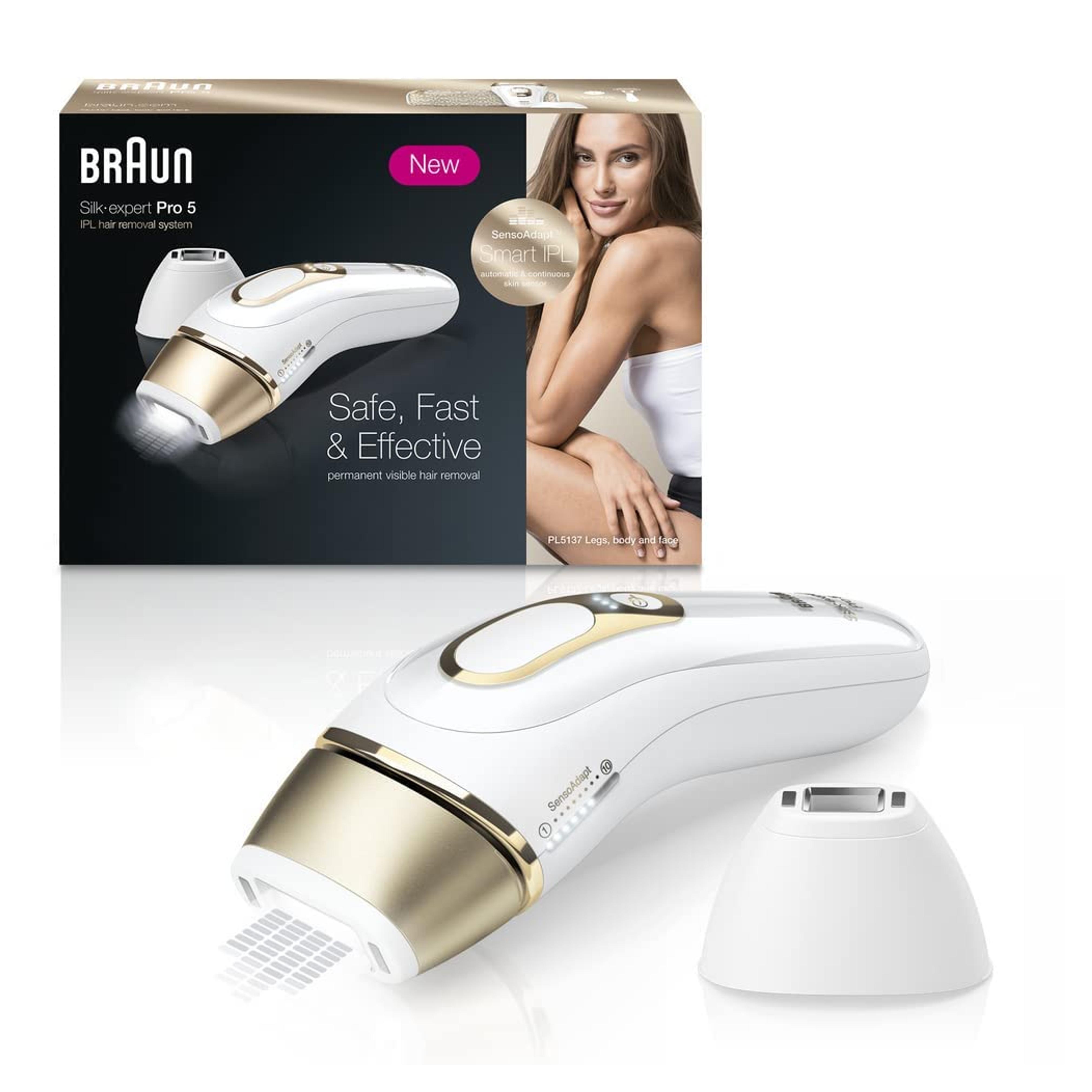 Limited-time deal: Braun IPL Hair Removal for Women and Men, Silk Expert Pro 5 PL5137 with Venus Swirl Razor, Long-lasting Reduction in Hair Regrowth for Body & Face, Corded