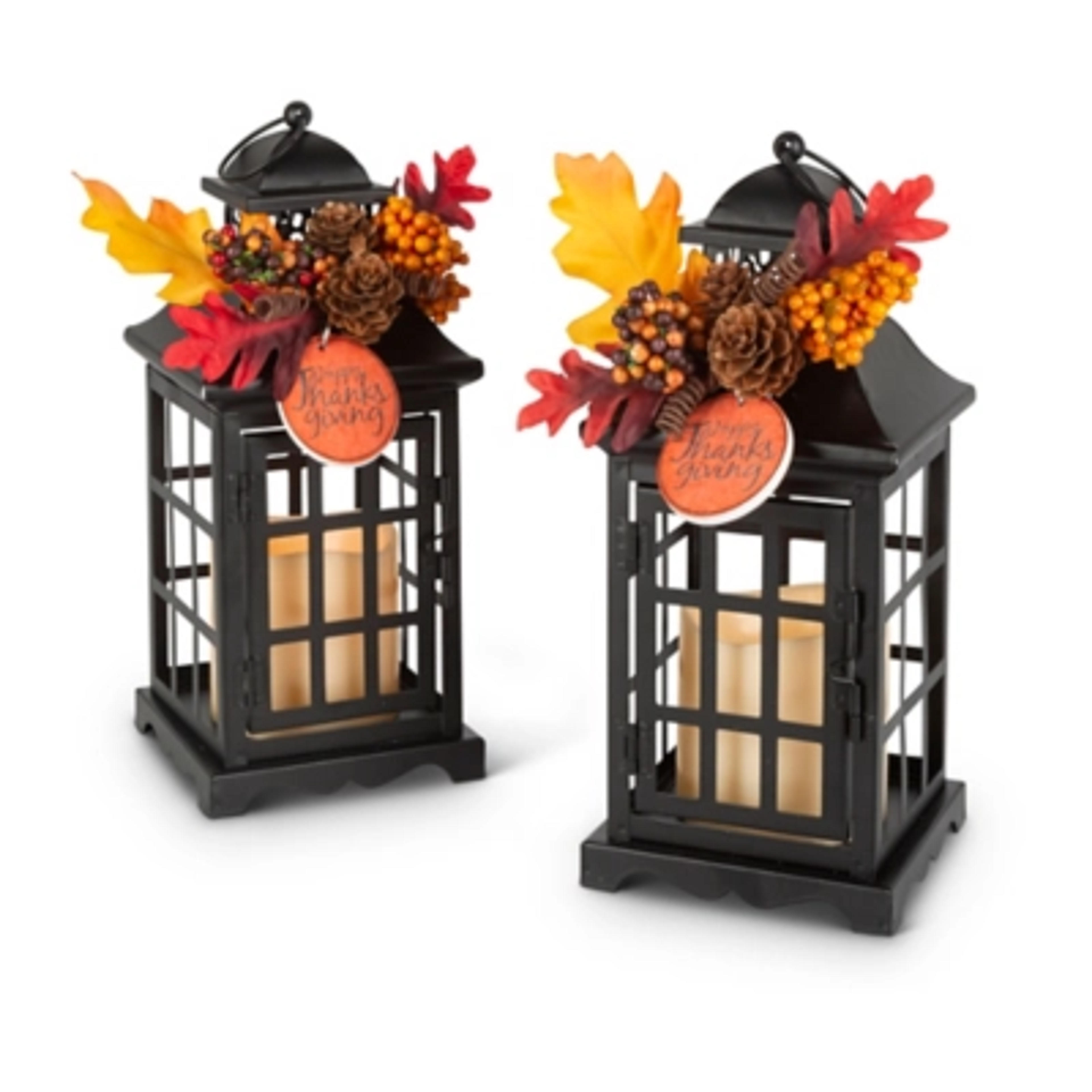 Black Metal Lanterns With Led Candles (set Of 2) | Ashley