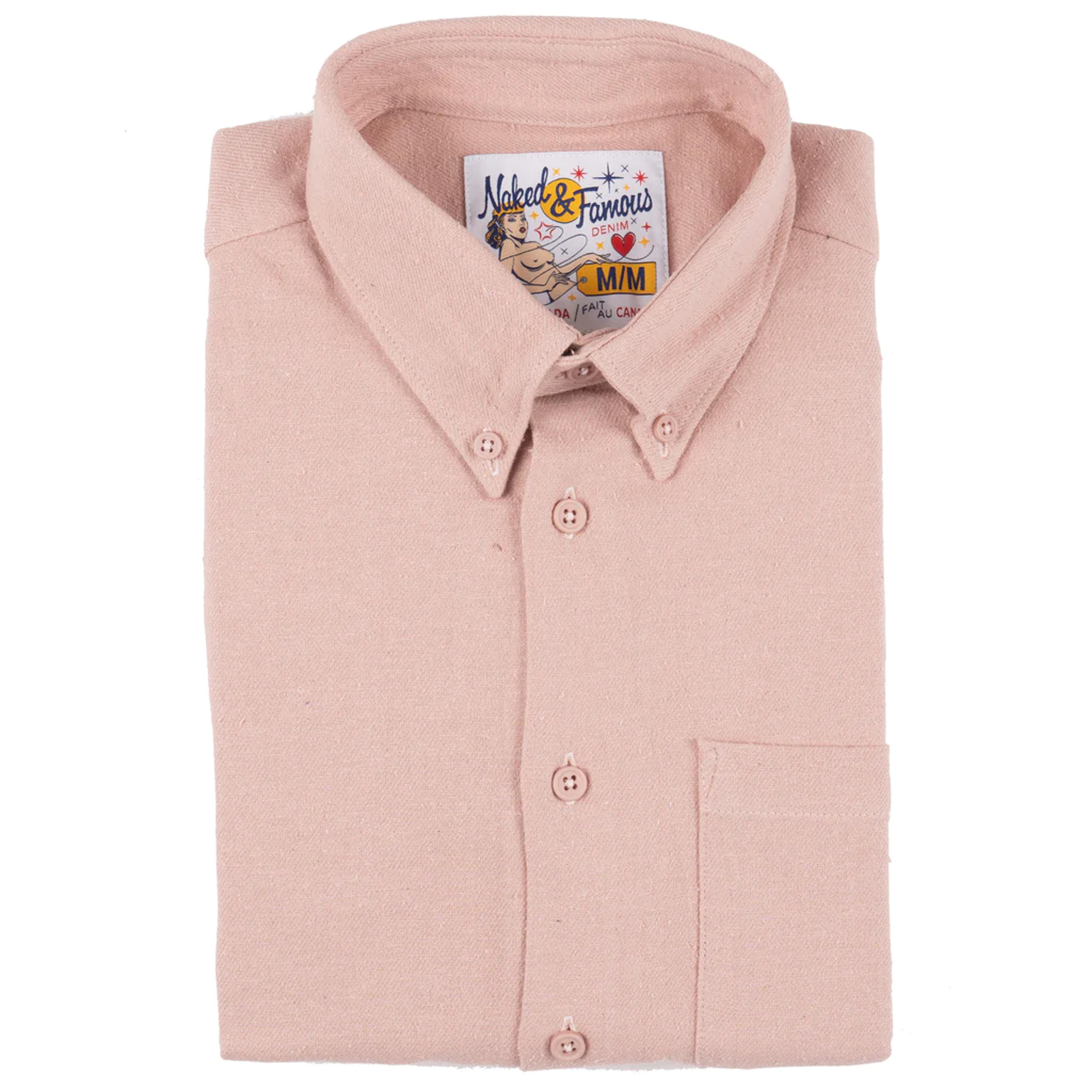 Easy Shirt - Cotton Silk Blend Twill - Pink | Naked & Famous Denim – Tate + Yoko