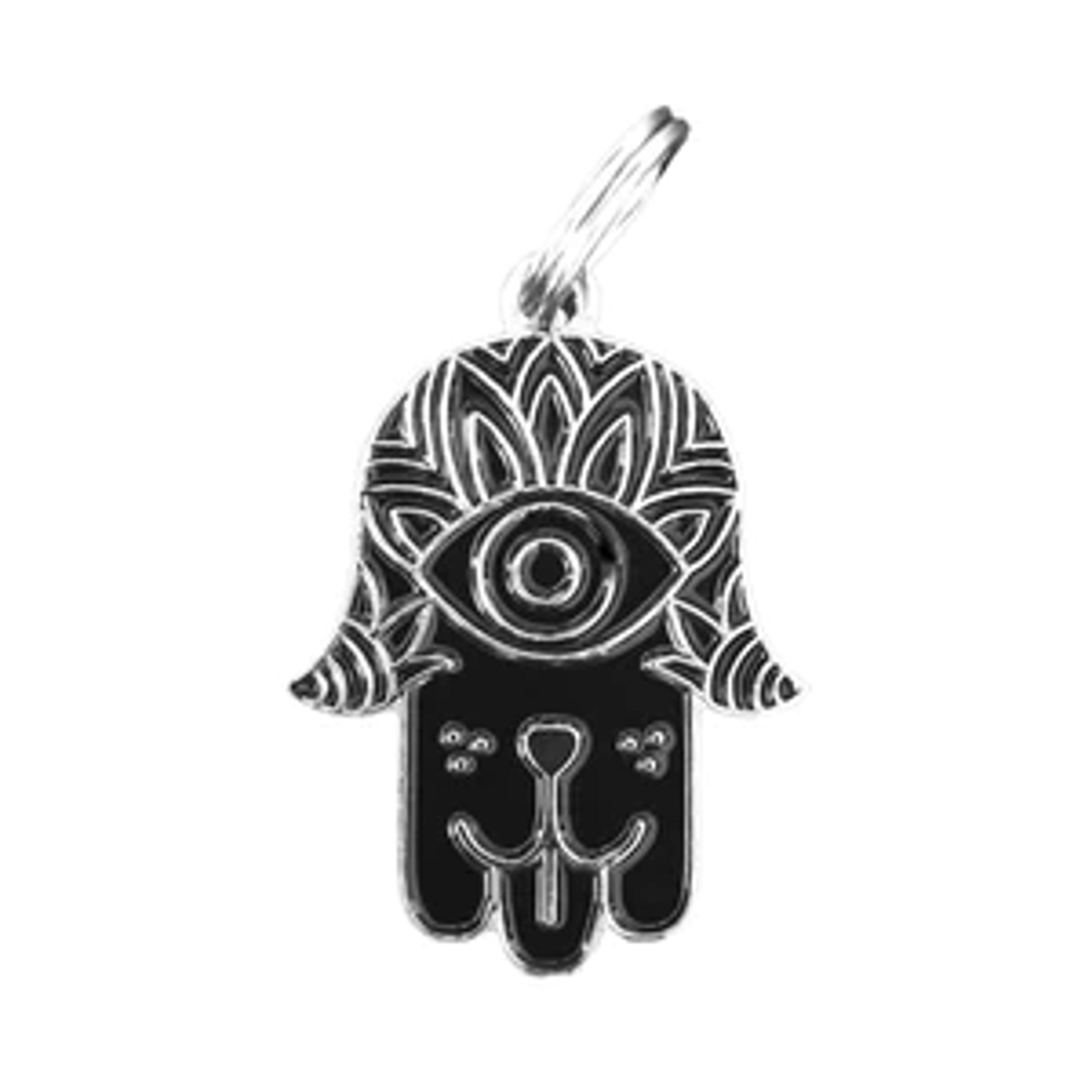 Hamsa - Silver & Black - Pet ID Tag – Two Tails Pet Company