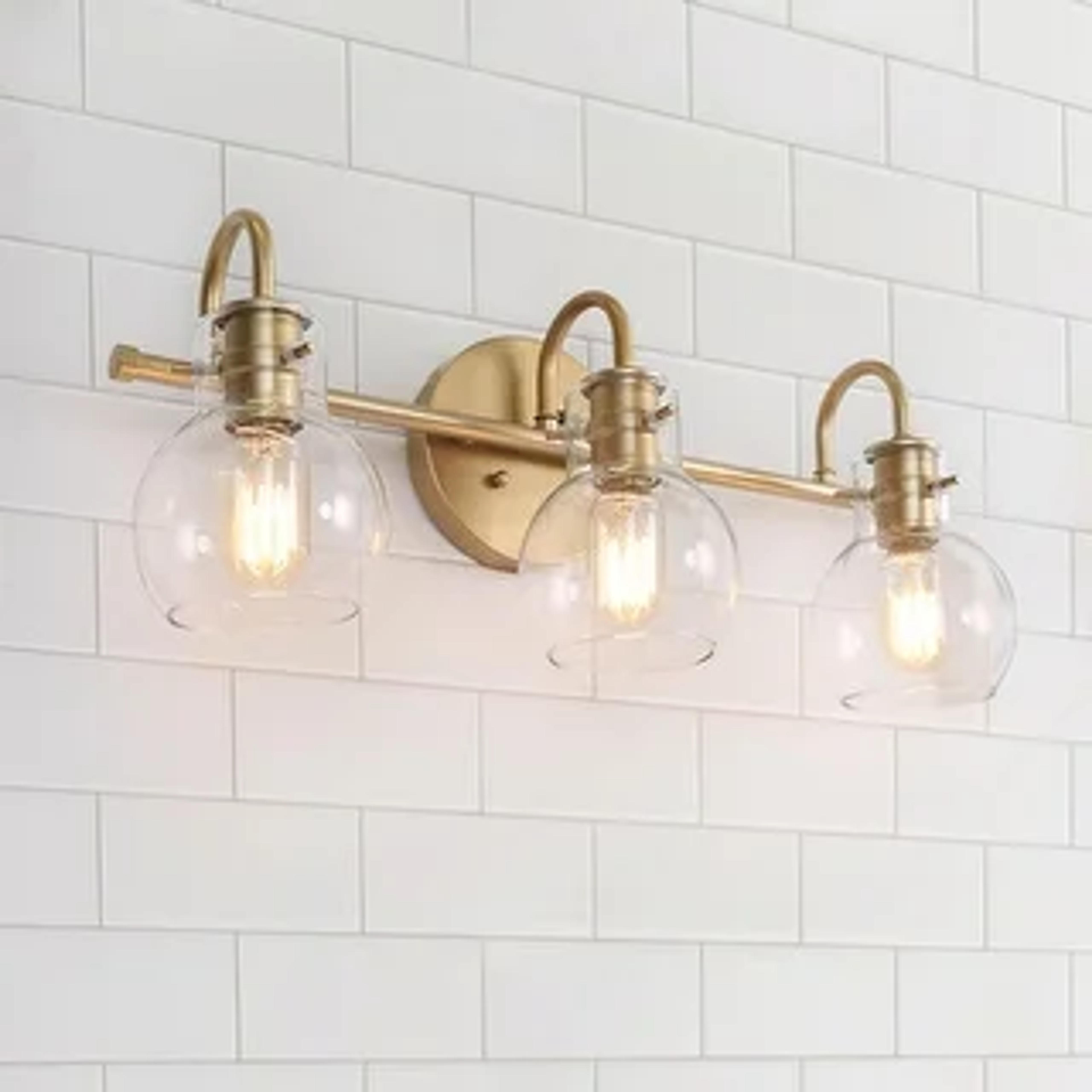 Modern Gold 3-light Bathroom Vanity Light Globe Glass Wall Sconces - L22"x W7"x H9" - Overstock - 29416107