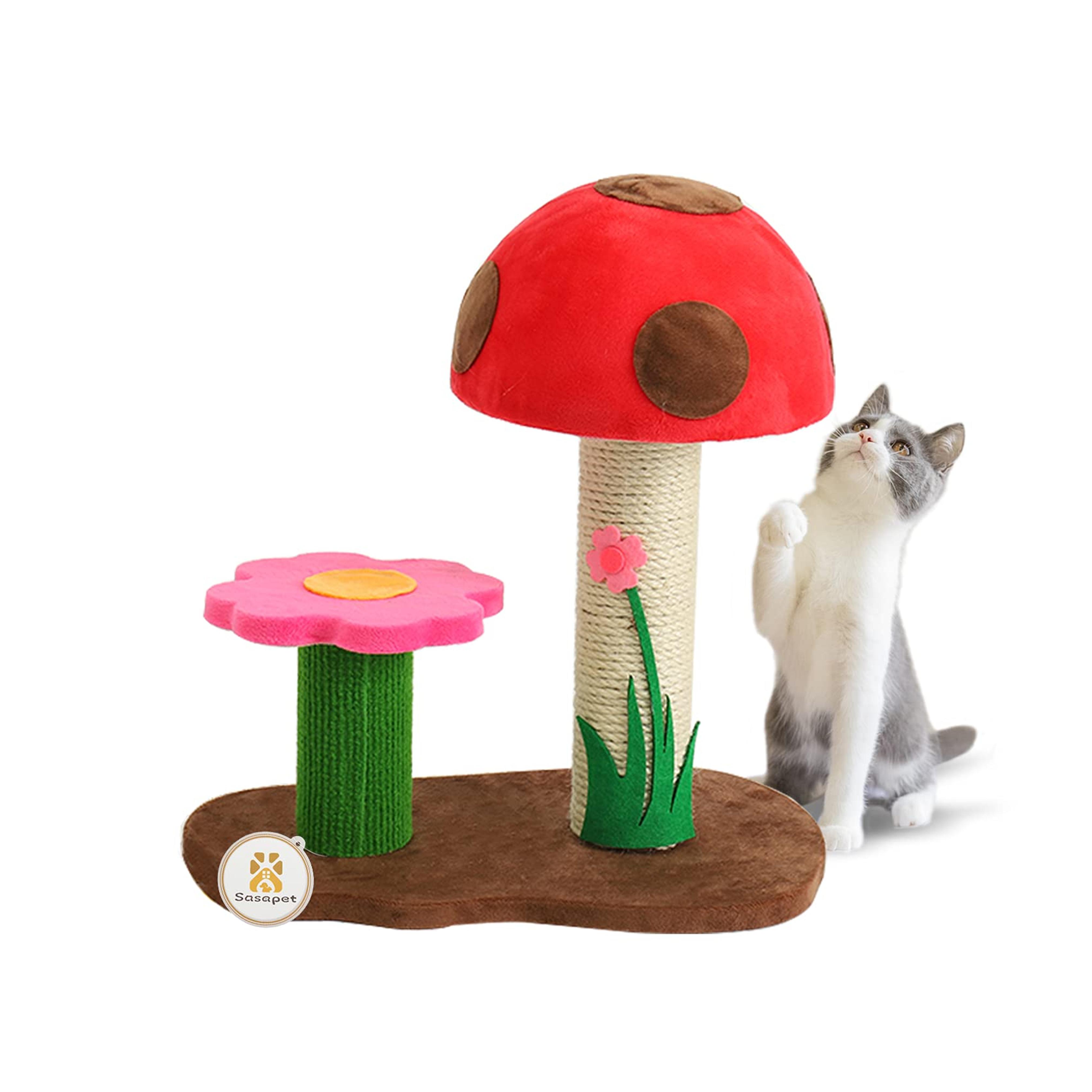 Amazon.com: Sasapet Cat Scratching Post, Mushroom Claw Scratcher Small Cat Tree House Traning Interactive Toys for Indoor Kittens, Cats : Everything Else