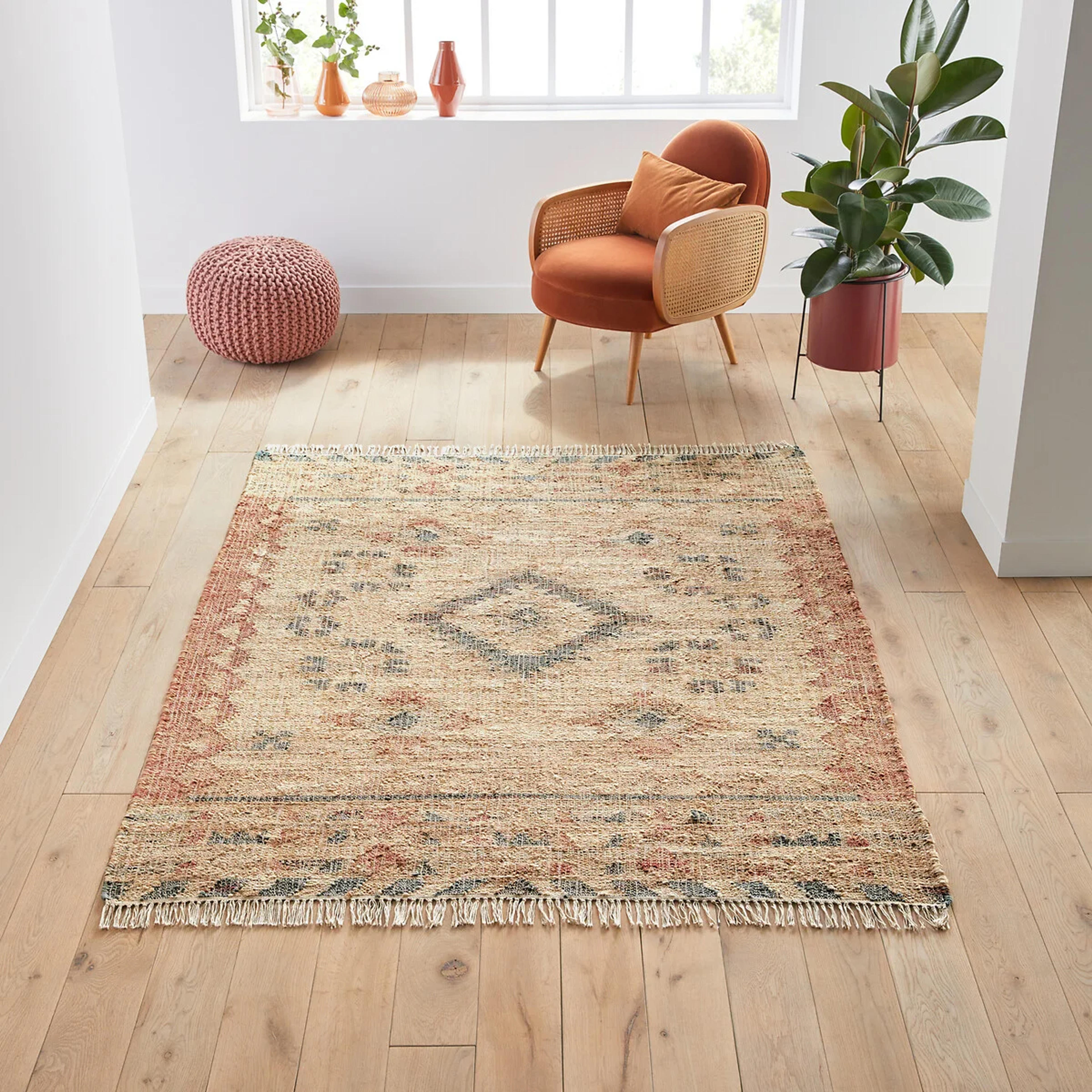 Navaja aged effect kilim jute cotton rug, multi-coloured, La Redoute Interieurs | La Redoute