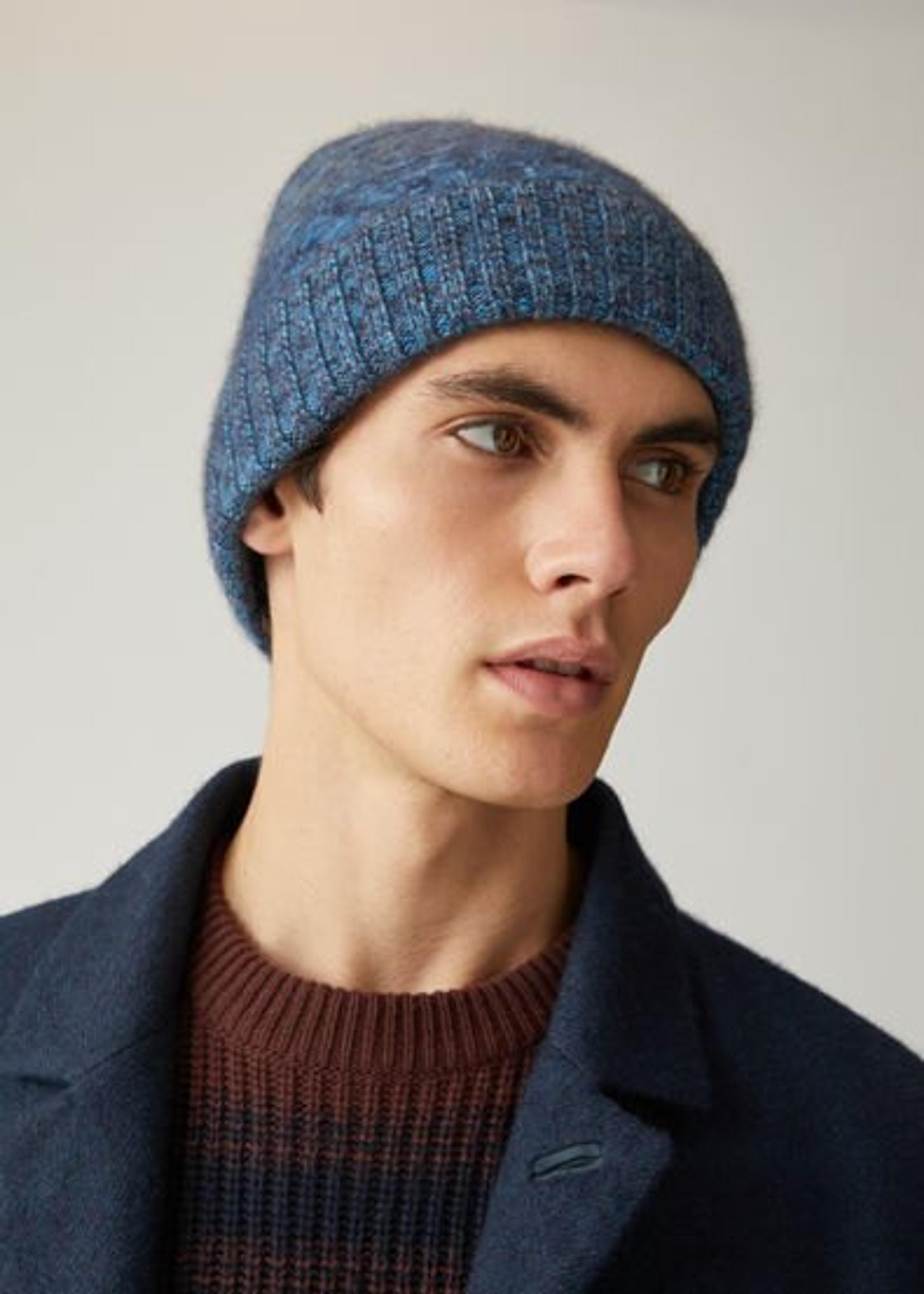 Snow Wander Beanie in Cashmere Dark Blue/ Seabed Mel/ice Cube Mel | Loro Piana