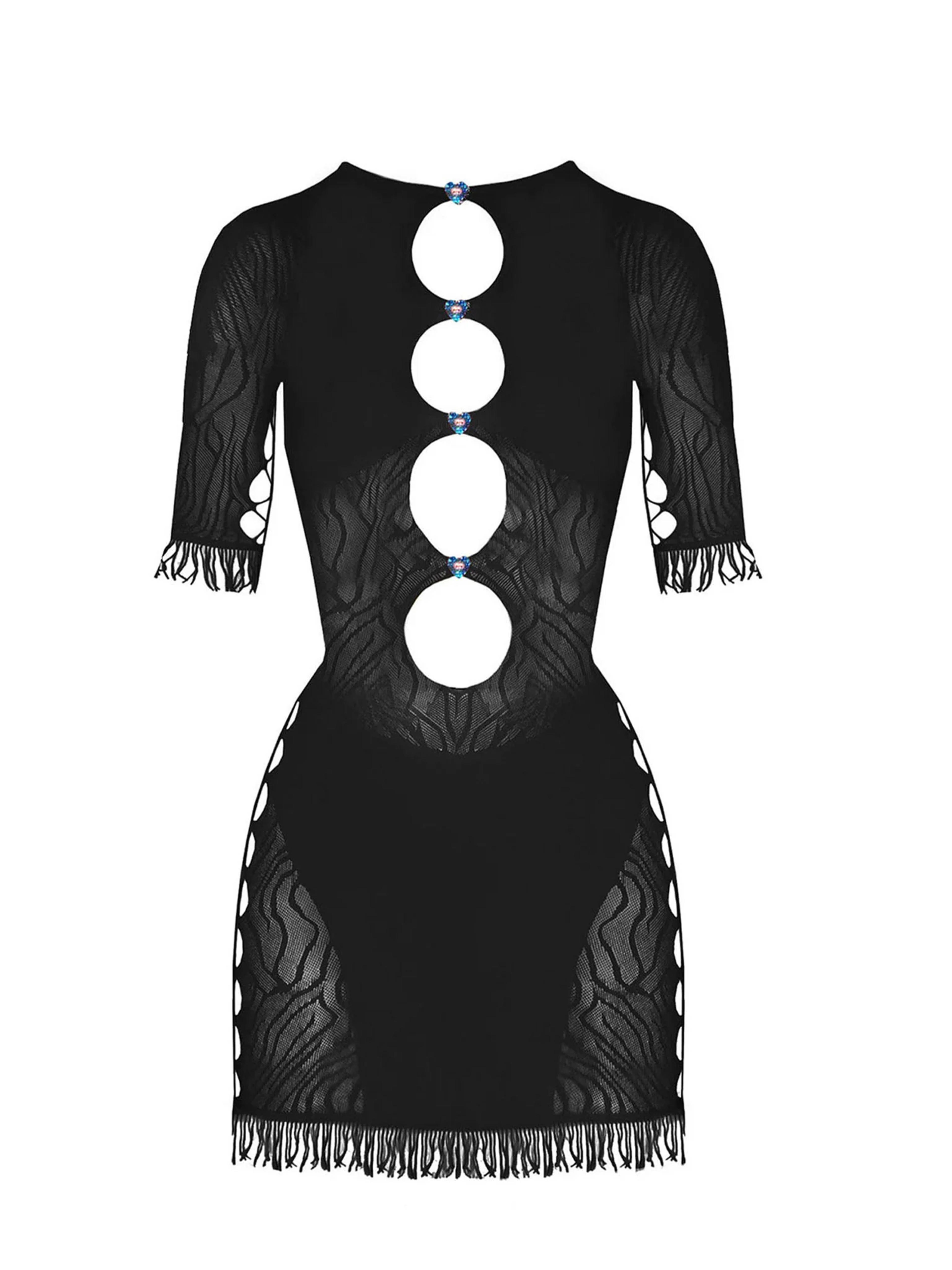 Miranda Cut-Out Bodycon Mini Dress Black | POSTER GIRL