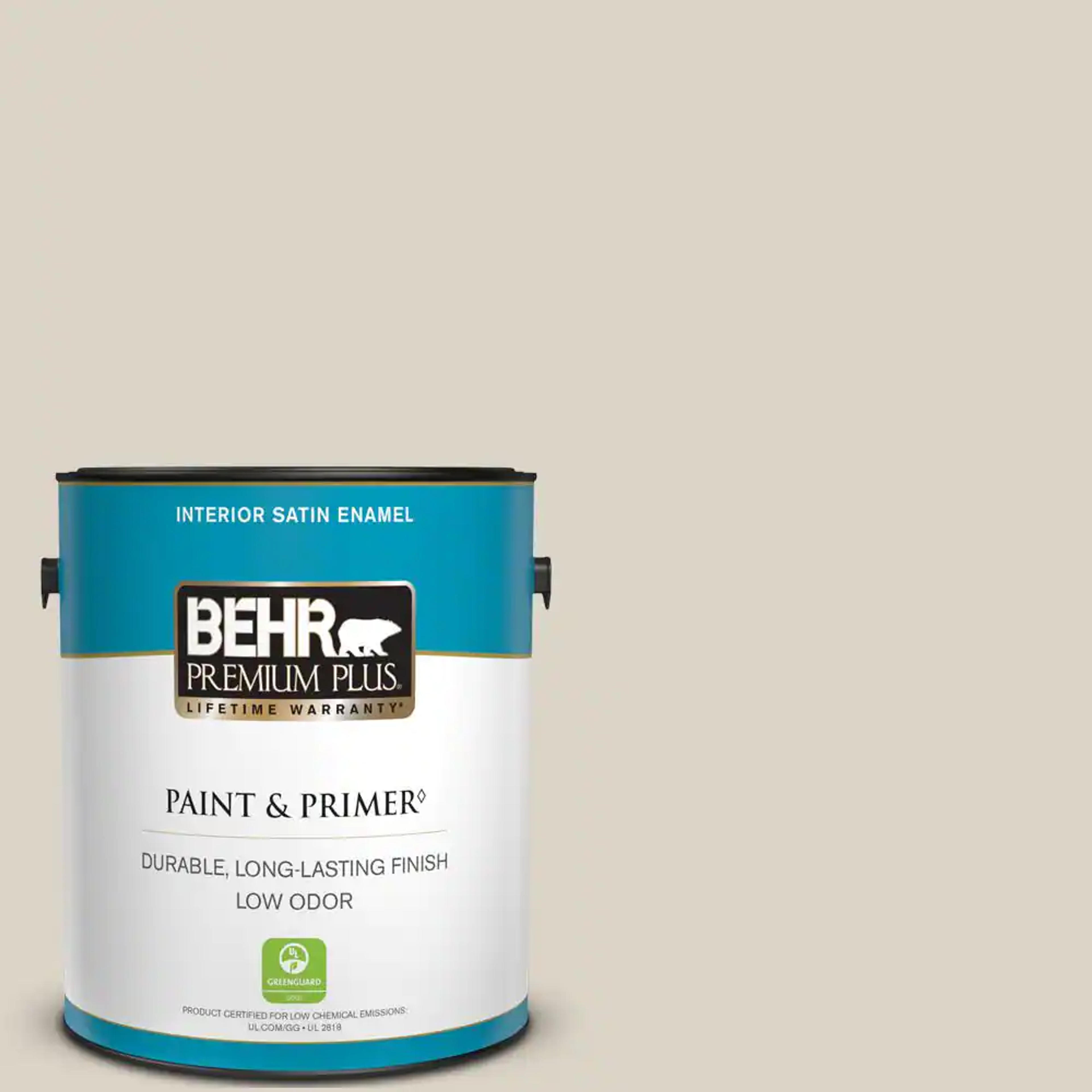 BEHR PREMIUM PLUS 1 gal. Home Decorators Collection #HDC-CT-19 Windrush Satin Enamel Low Odor Interior Paint & Primer 705001 - The Home Depot