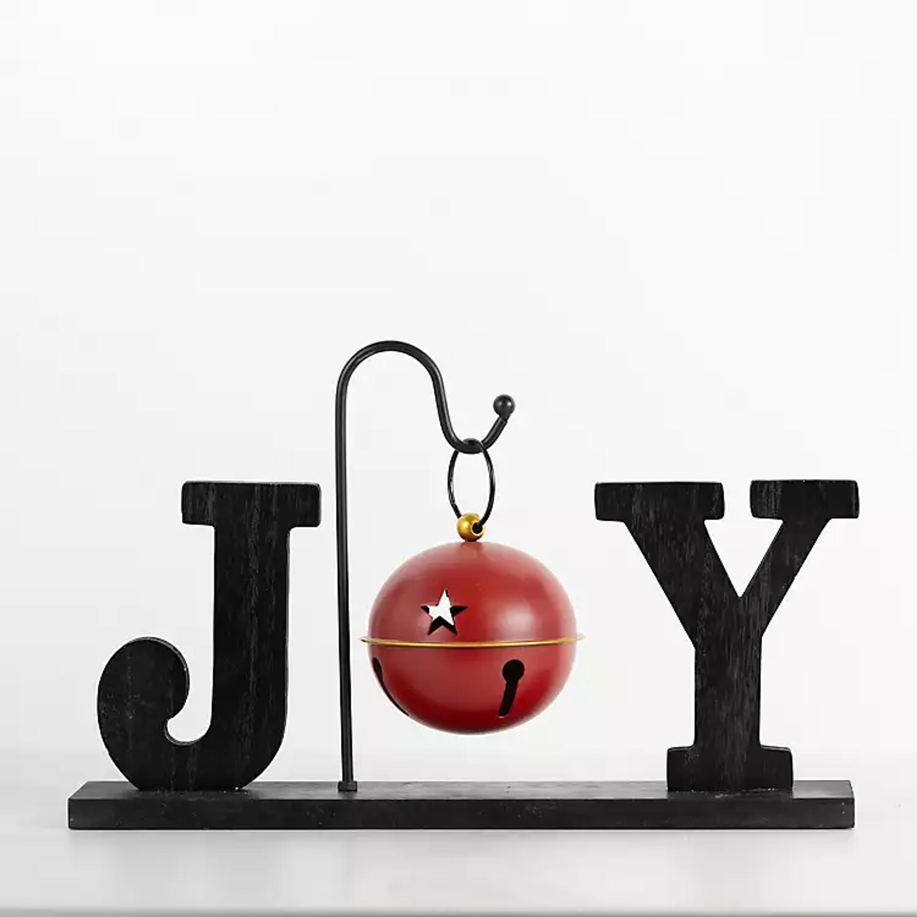 Joy with Red Bell Tabletop Christmas Decoration | Kirklands Home