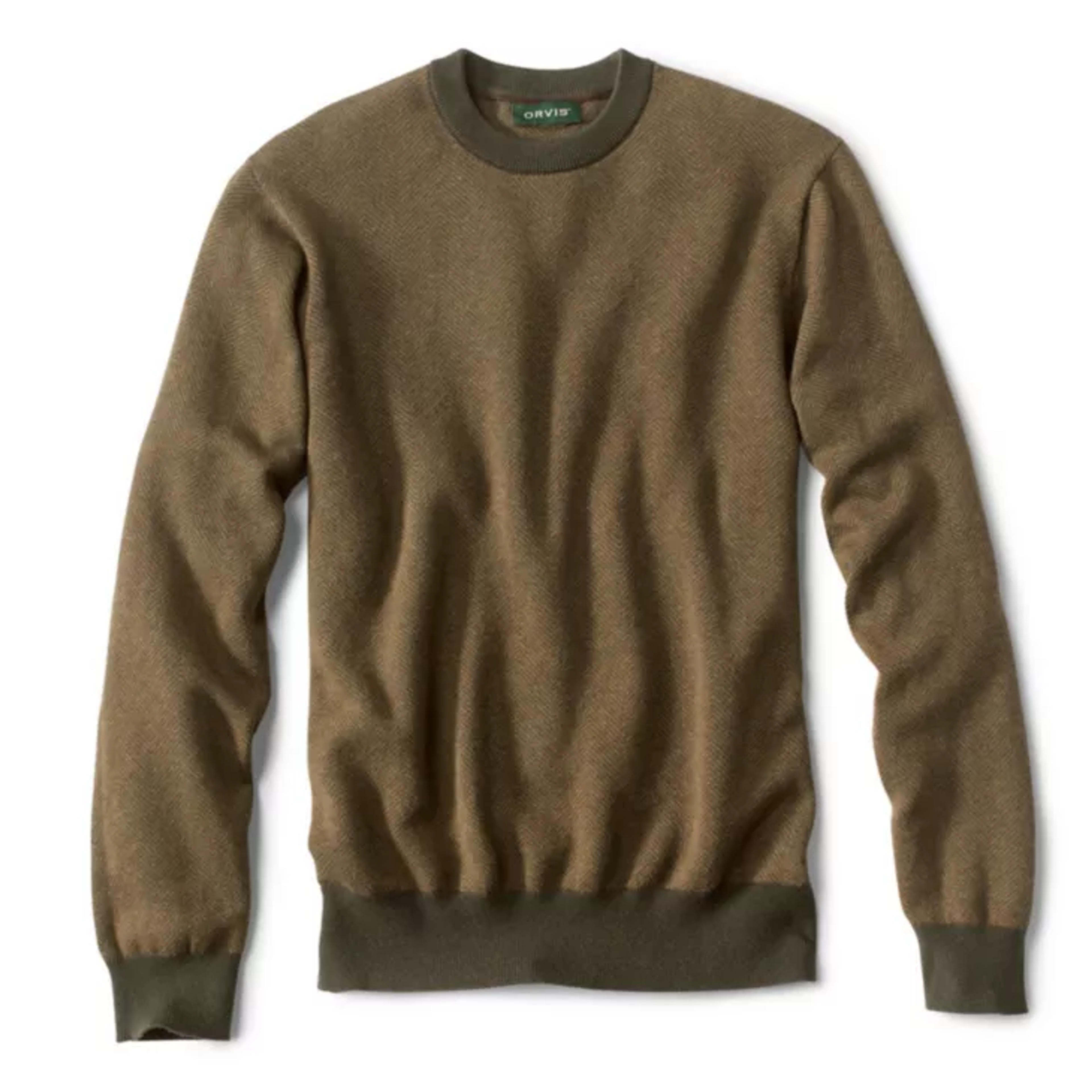 Herringbone Cotton/Silk/Cashmere Crewneck Sweater | Orvis