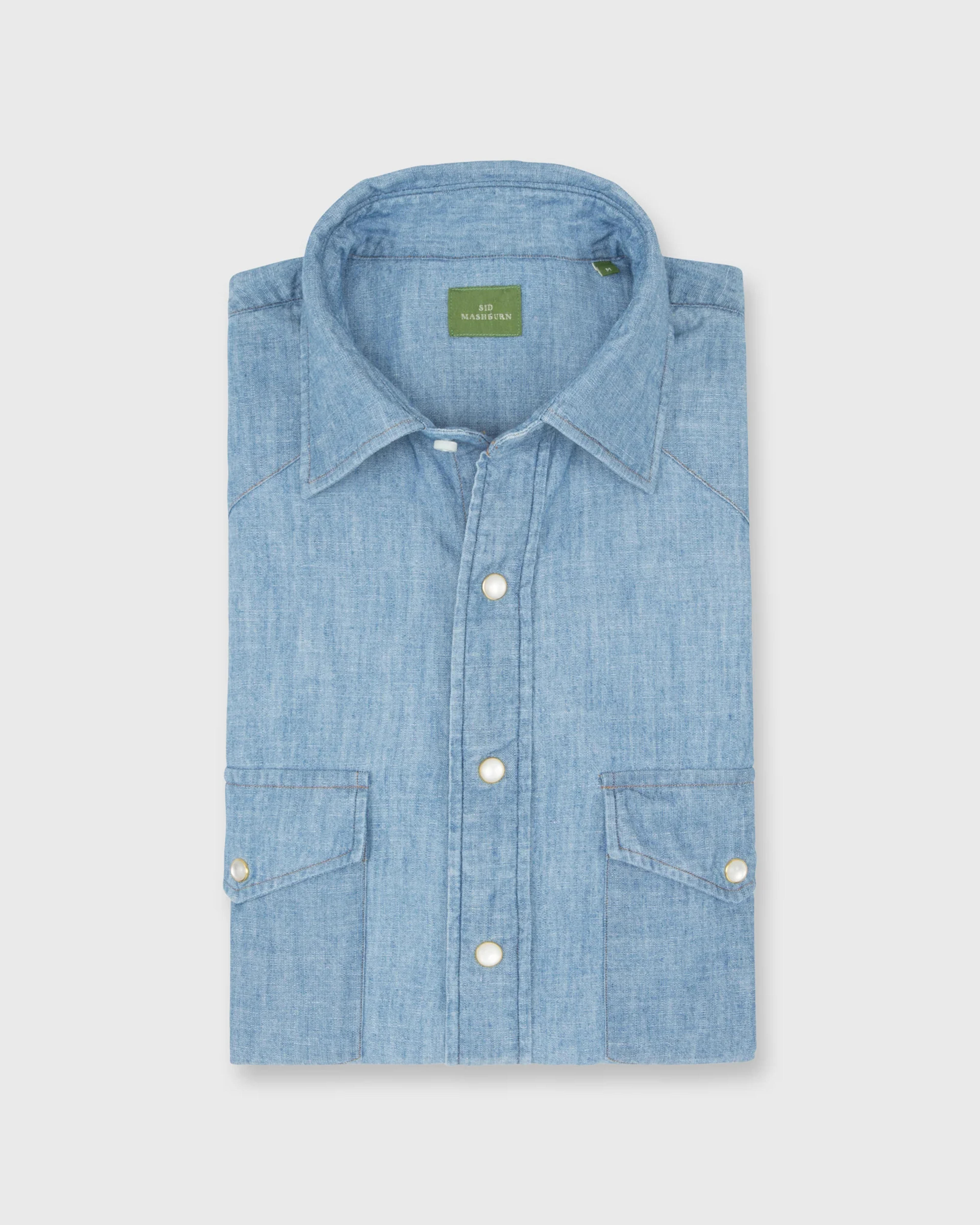 Western Work Shirt in Extra Light Wash Indigo Chambray | Shop Sid Mashburn