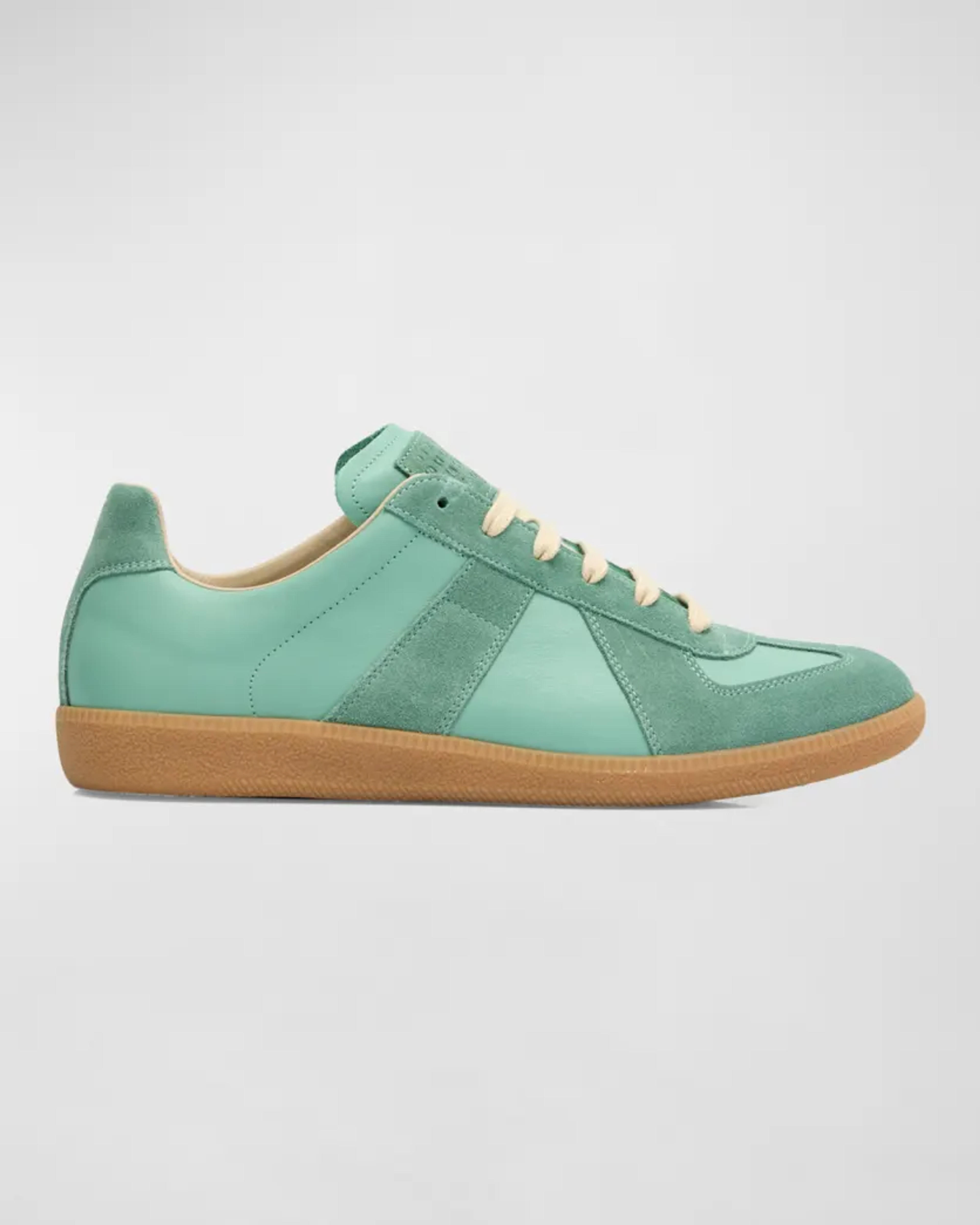 Maison Margiela Men's Replica Leather/Suede Low-Top Sneakers | Neiman Marcus