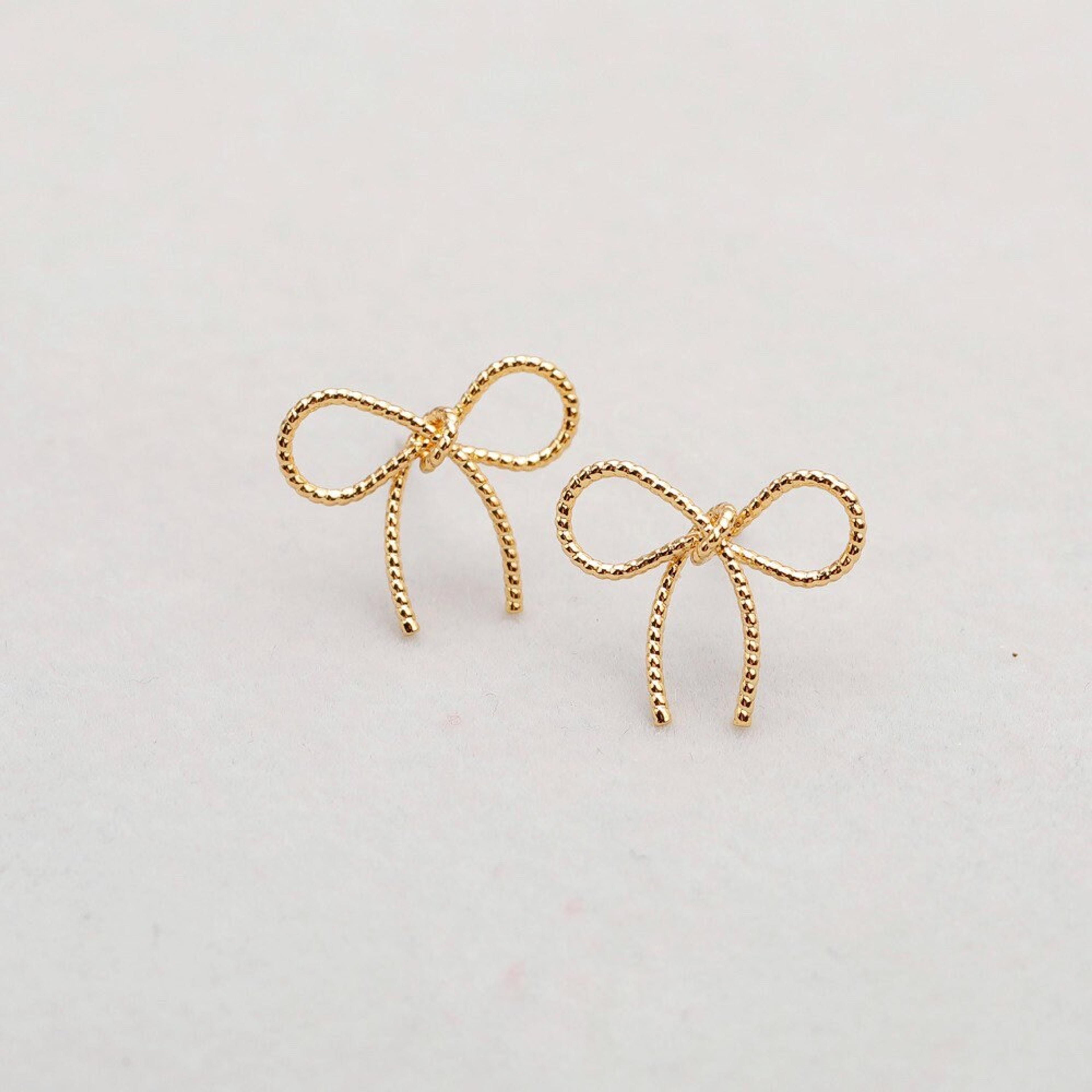 Tiny Cute Gold Bowknot Stud Earrings elegant Bowknot Gold - Etsy
