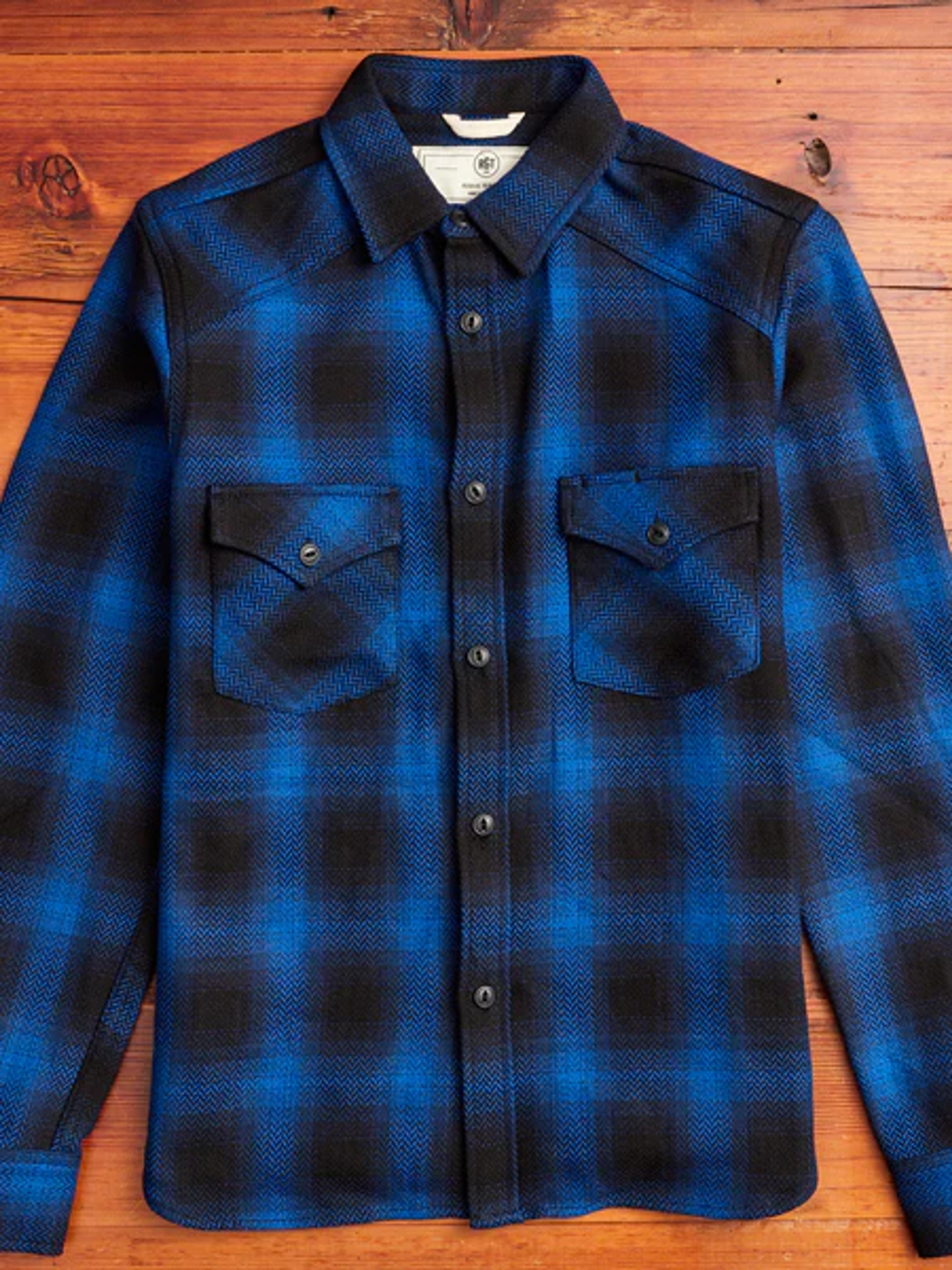 Heavy Herringbone Western Shirt in Blue Plaid – Blue Owl Workshop