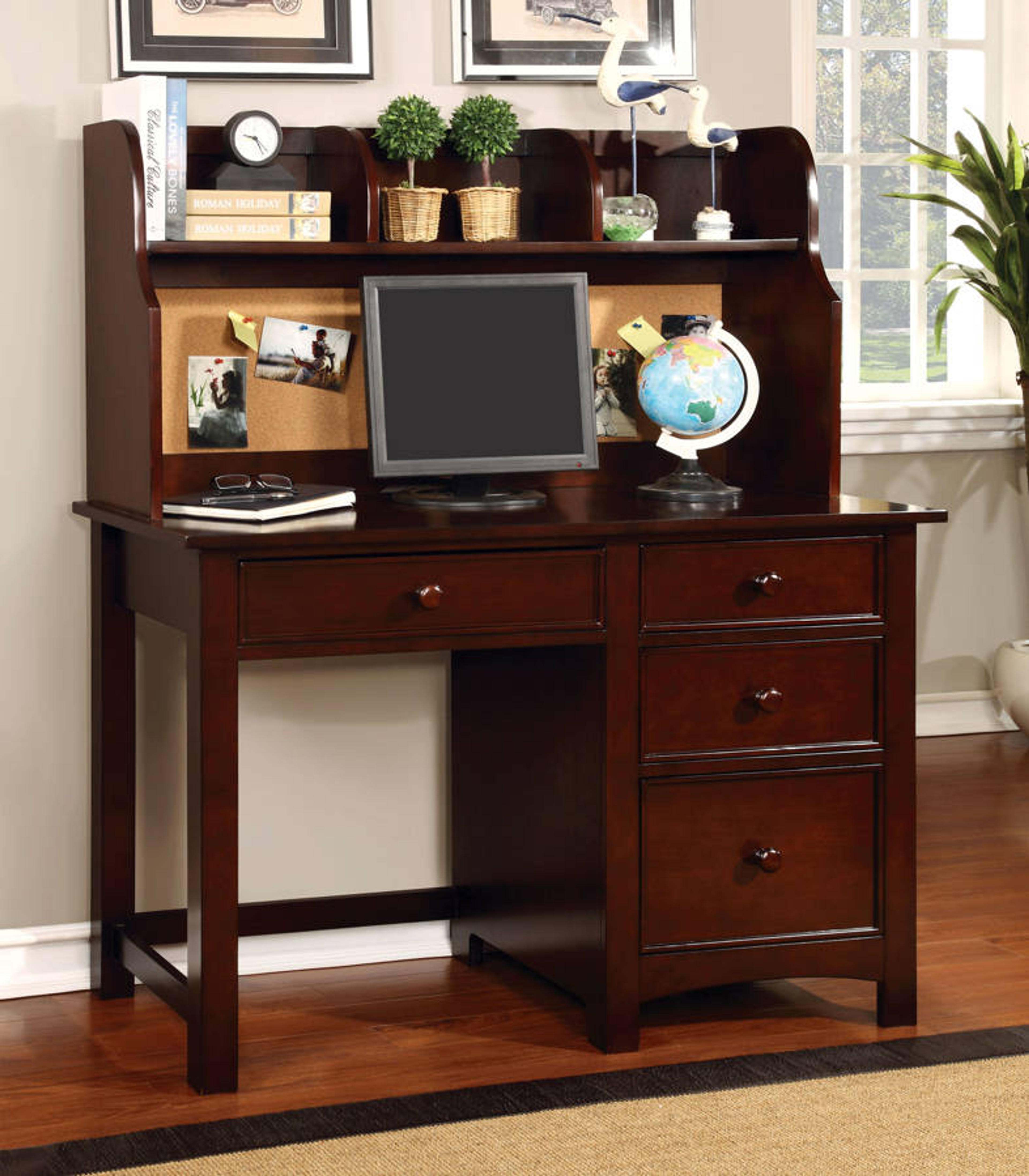 Furniture of America Omnus Cherry Desk with Hutch