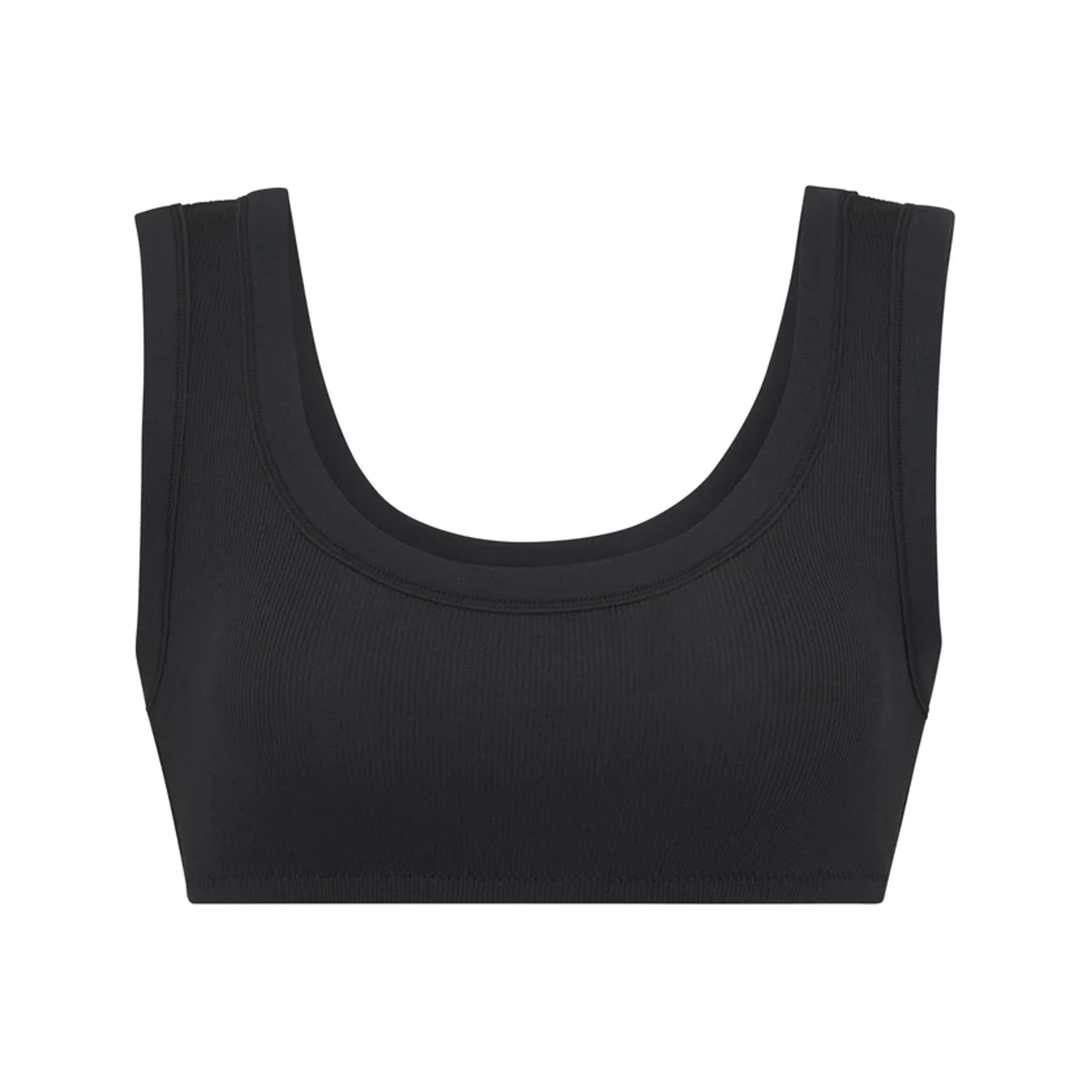 COTTON RIB SCOOP BRALETTE | SOOT