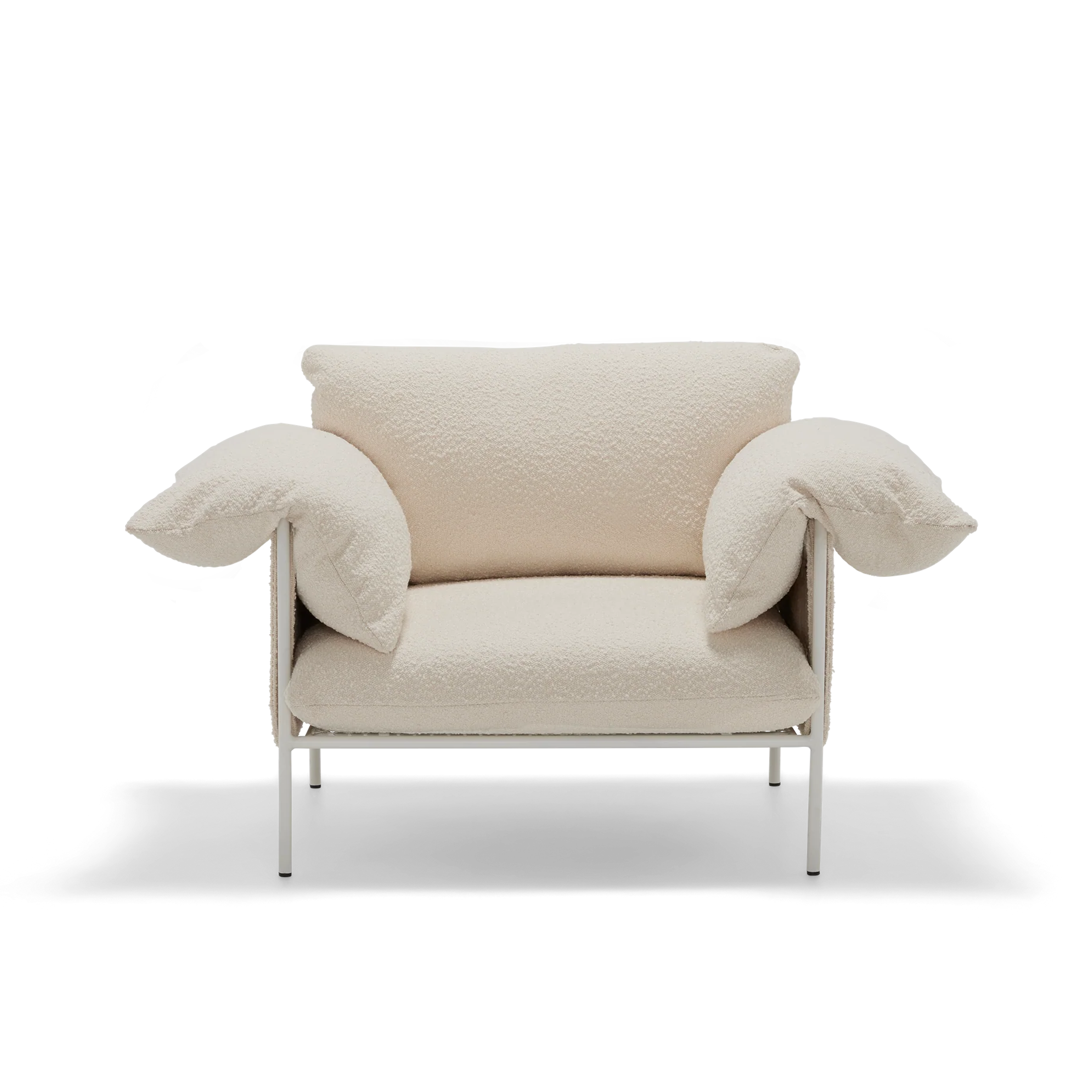 Alva Armchair with White Frame in Bronte Whipped Cream