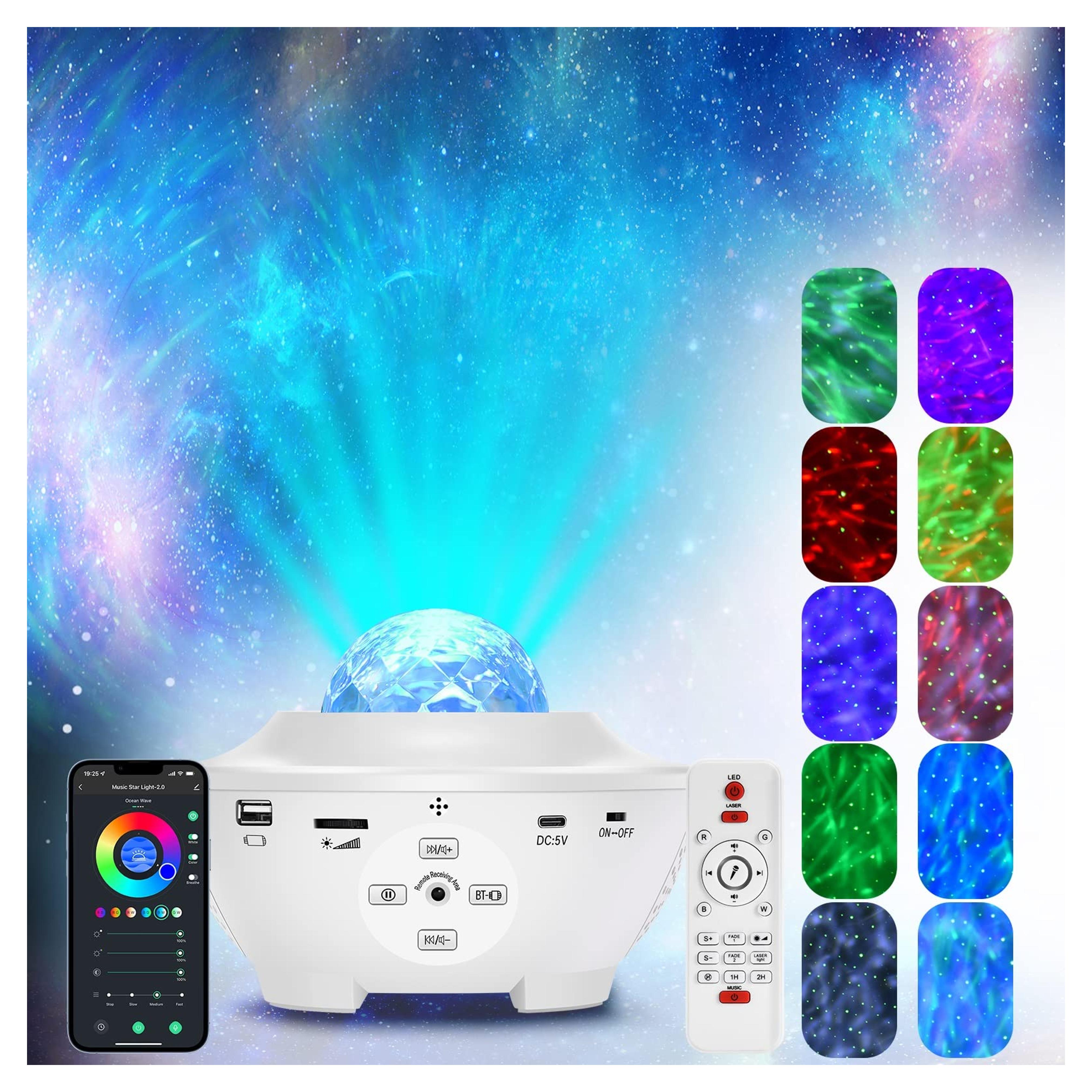 Amazon.com: Star Projector Galaxy Night Light Projector, with Remote Control&Music Speaker, Voice Control&Timer, Starry Light Projector for Baby Kids Adults Bedroom/Decoration/Birthday/Party(White) : Tools & Home Improvement