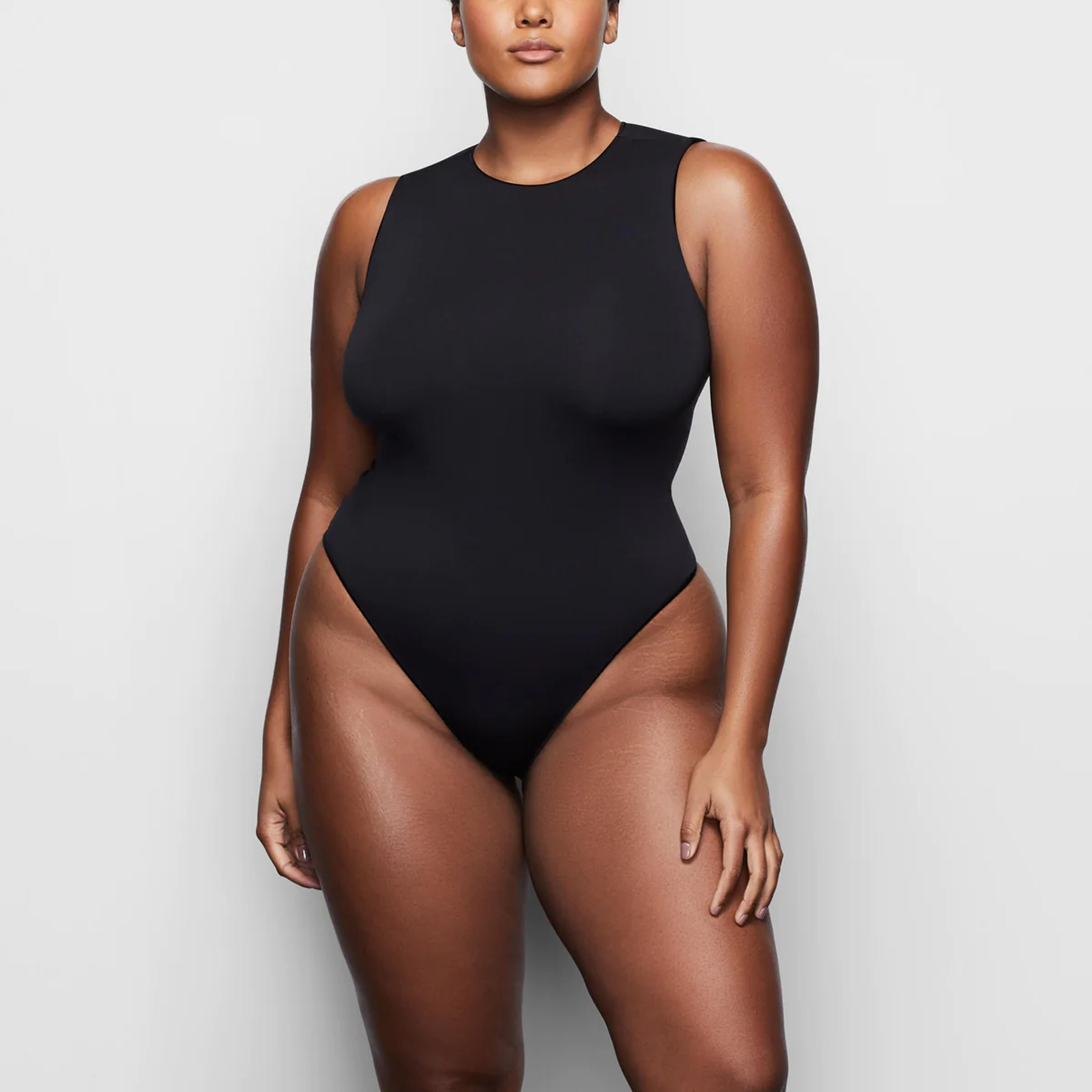 ESSENTIAL CREW NECK SLEEVELESS BODYSUIT | ONYX - ESSENTIAL CREW NECK SLEEVELESS BODYSUIT | ONYX