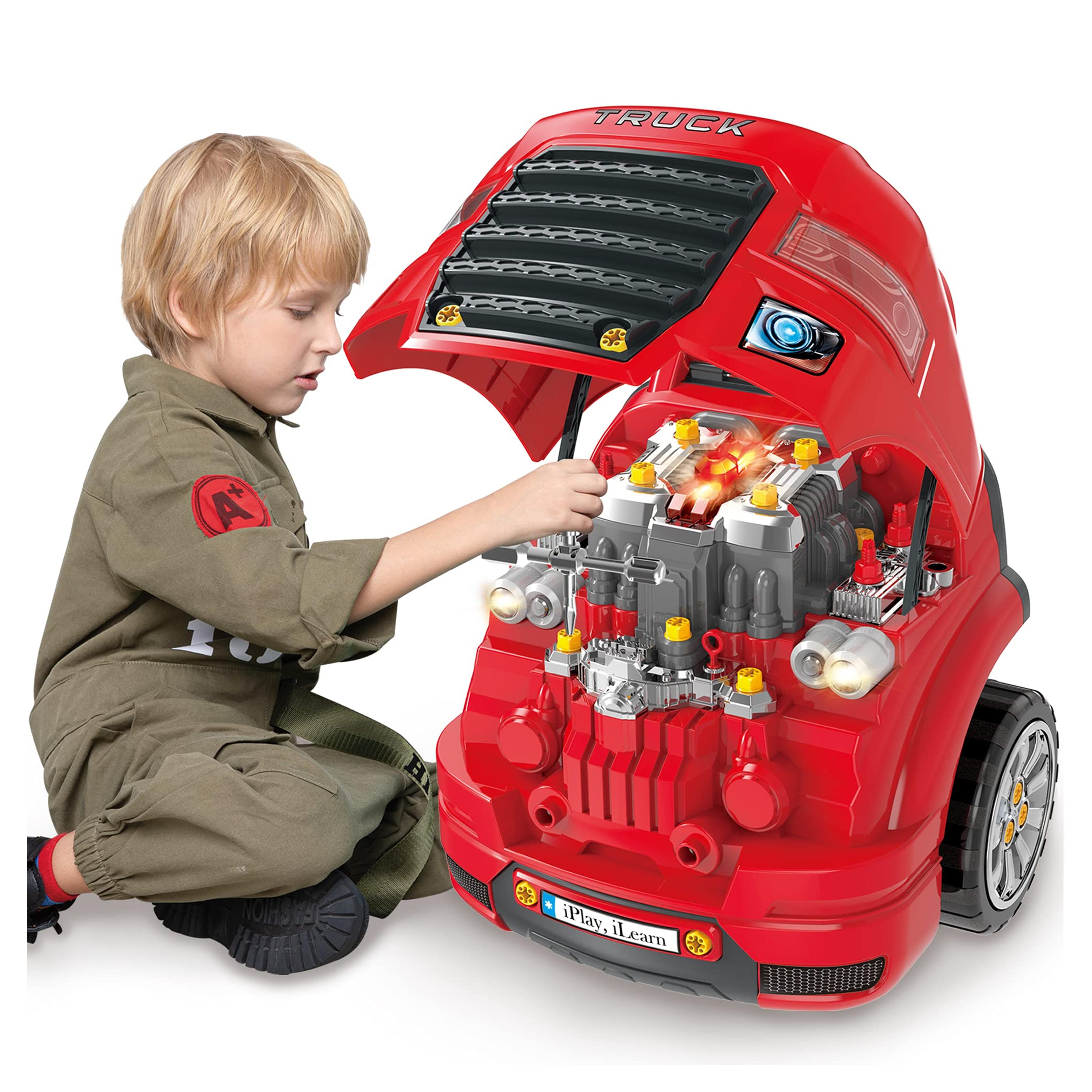 Amazon.com: iPlay, iLearn Large Truck Engine Toy, Kids Mechanic Repair Set for 3-5 Yr Toddlers, Big Builder Kit, Take Apart Motor Vehicle Pretent Play Car Service Station, Gifts 4 6 7 8 Year Old Boy Child : Toys & Games