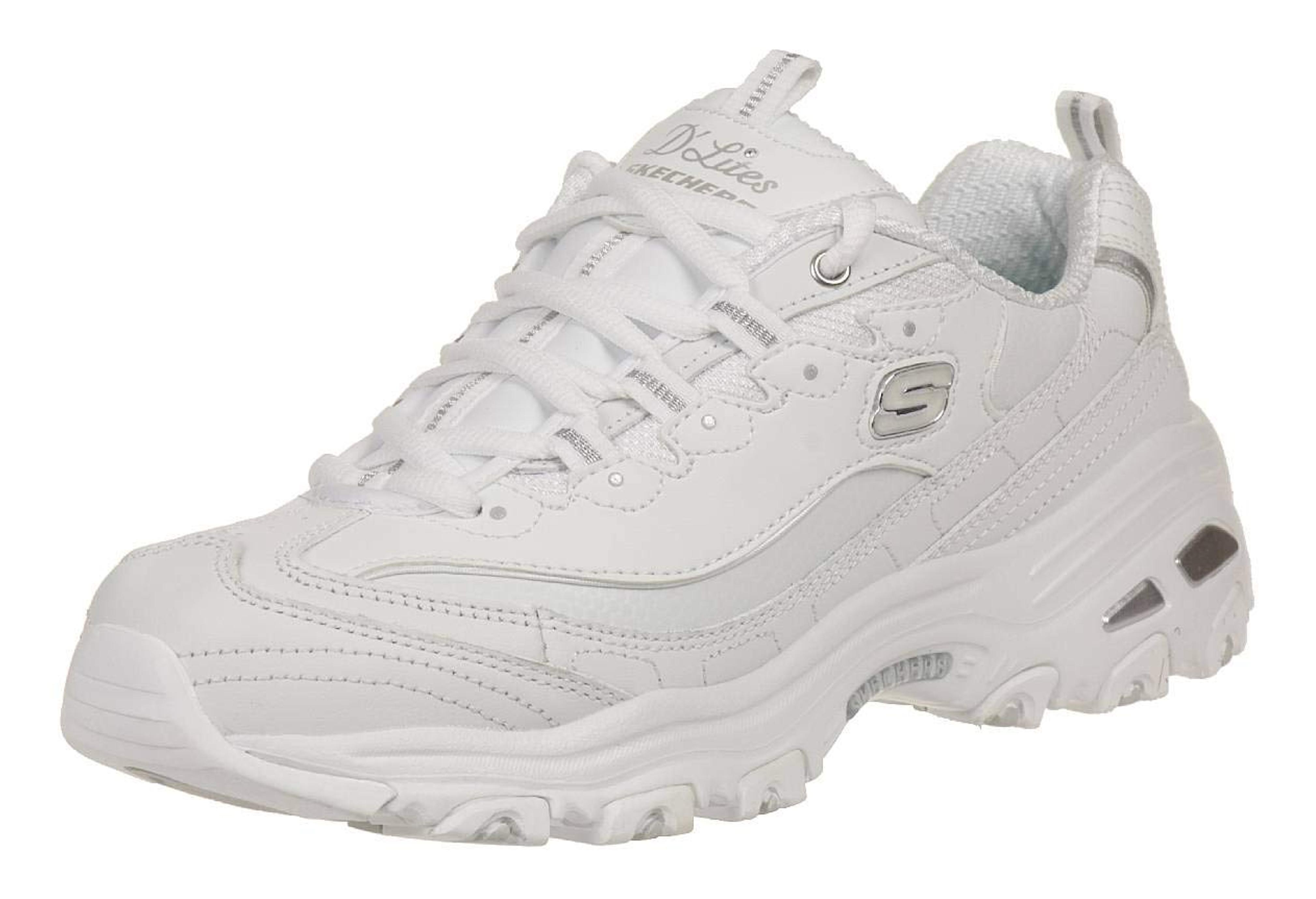 Skechers womens D'lites Fresh Start Fashion Sneaker, White, 11 US