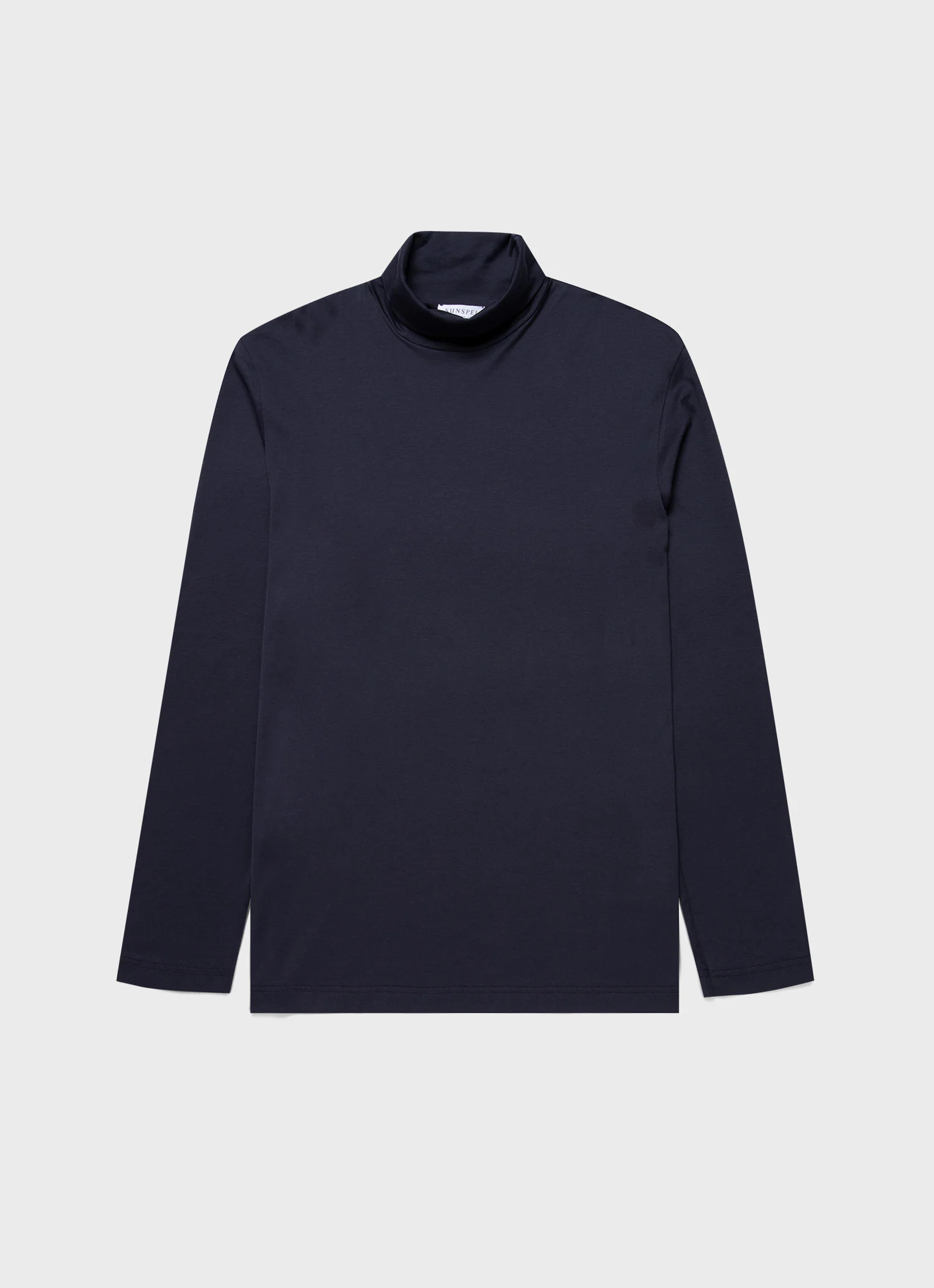 Men's Long Sleeve Roll Neck T-shirt in Navy