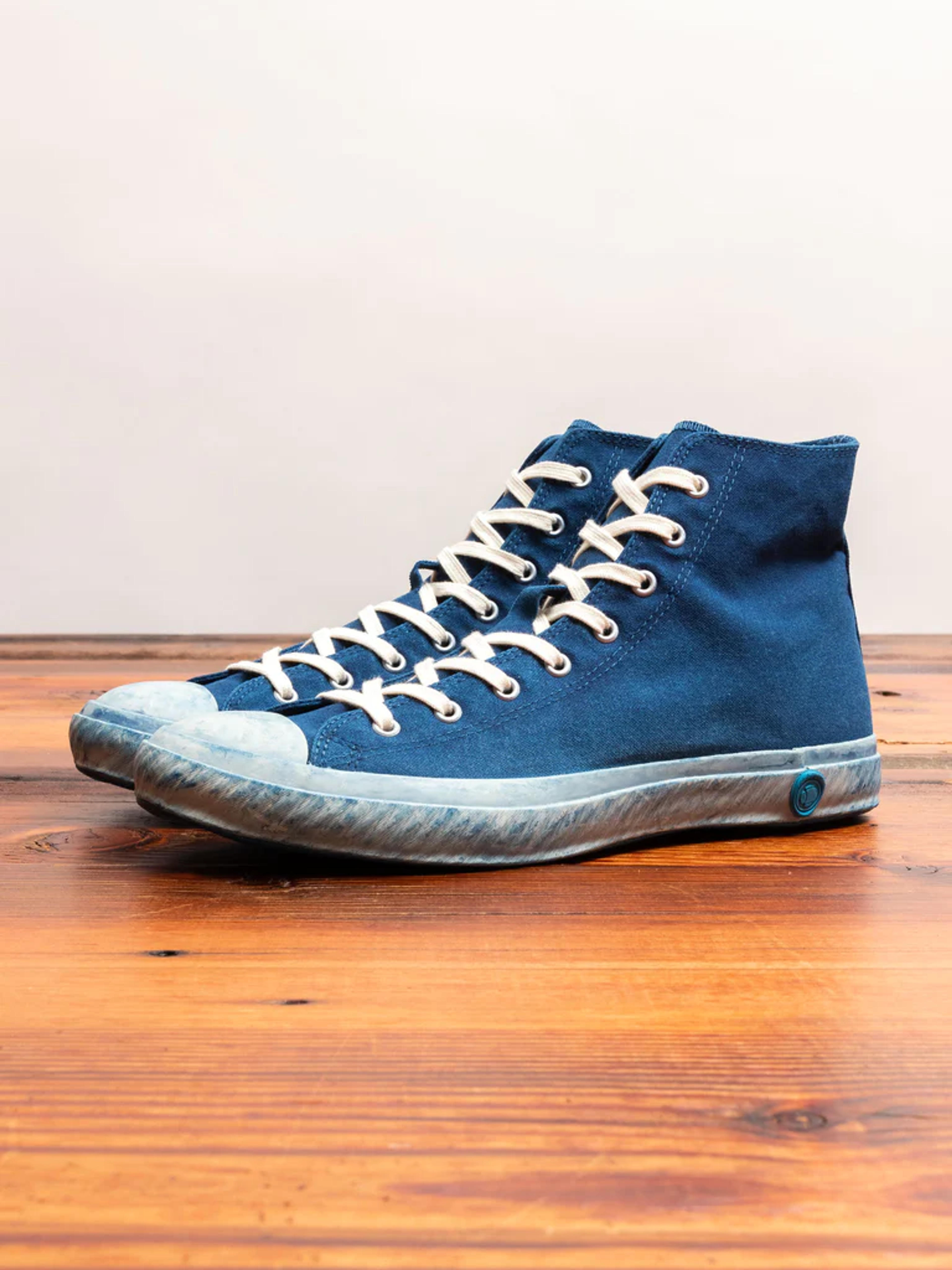 01JPB High Top Sneaker in Natural Indigo Overdye – Blue Owl Workshop