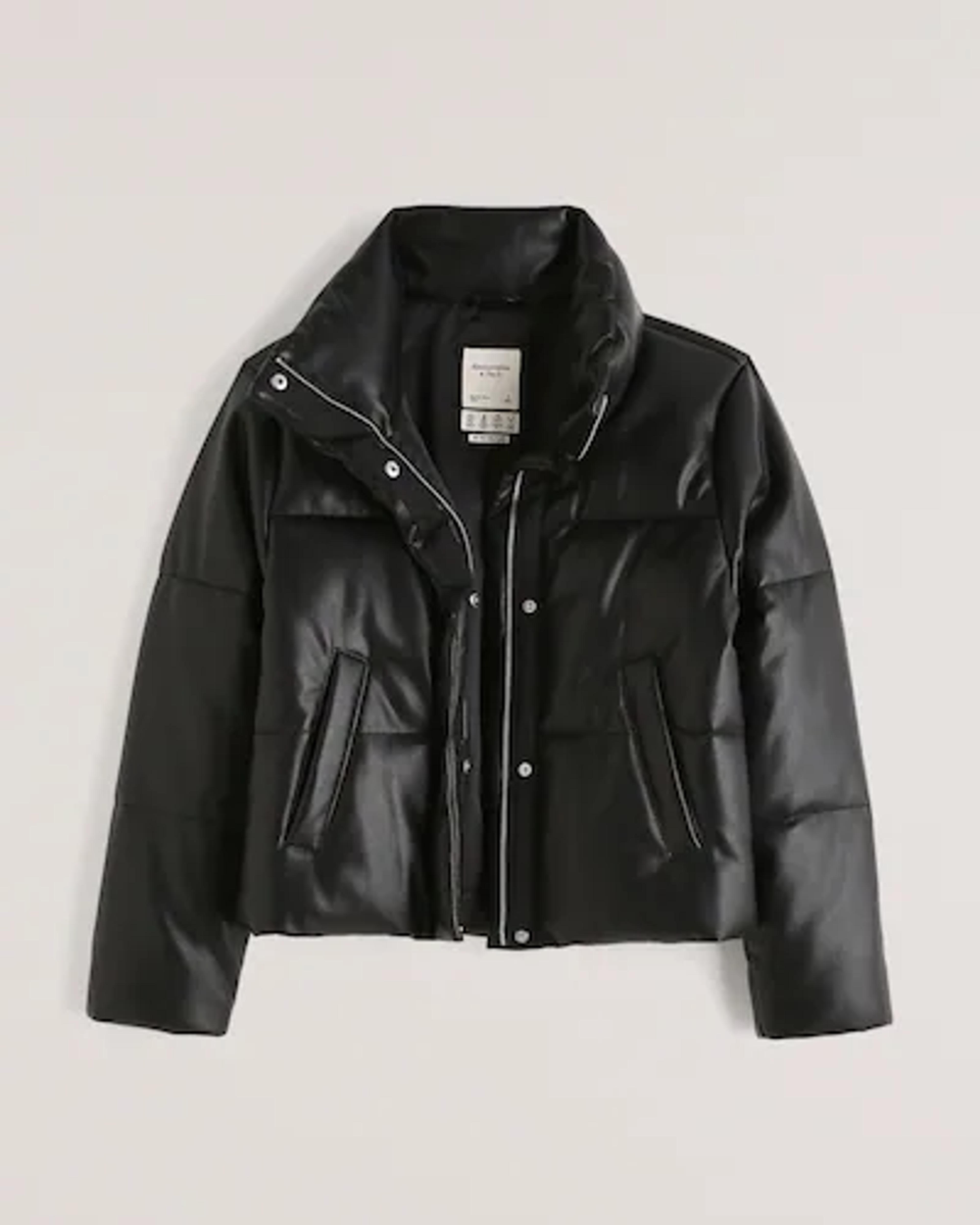 Women's A&F Vegan Leather Mini Puffer | Women's Coats & Jackets | Abercrombie.com