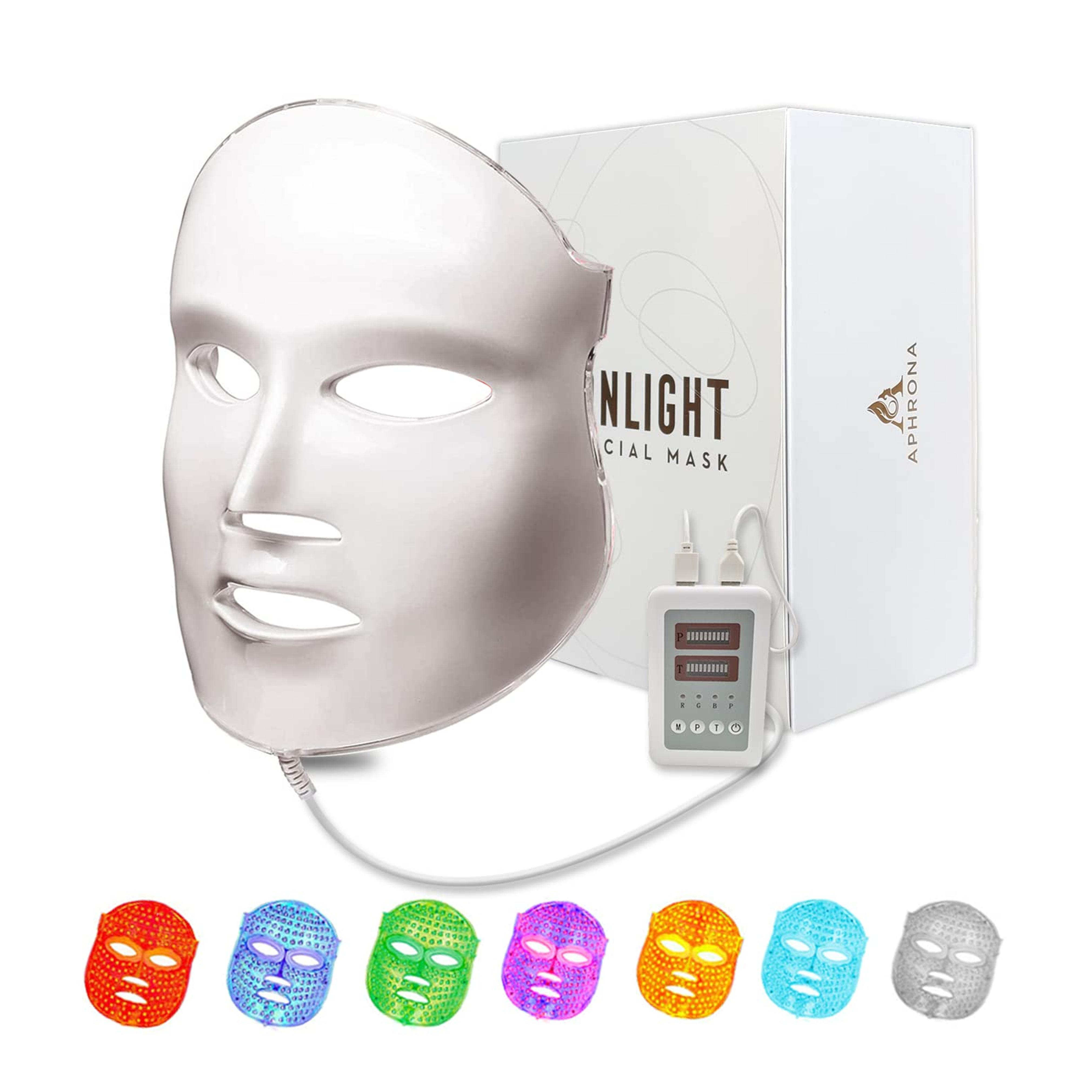 Aphrona FDA cleared LED Facial Skin Care Mask MOONLIGHT PRO 7 Color Treatment Photon Mask (White)