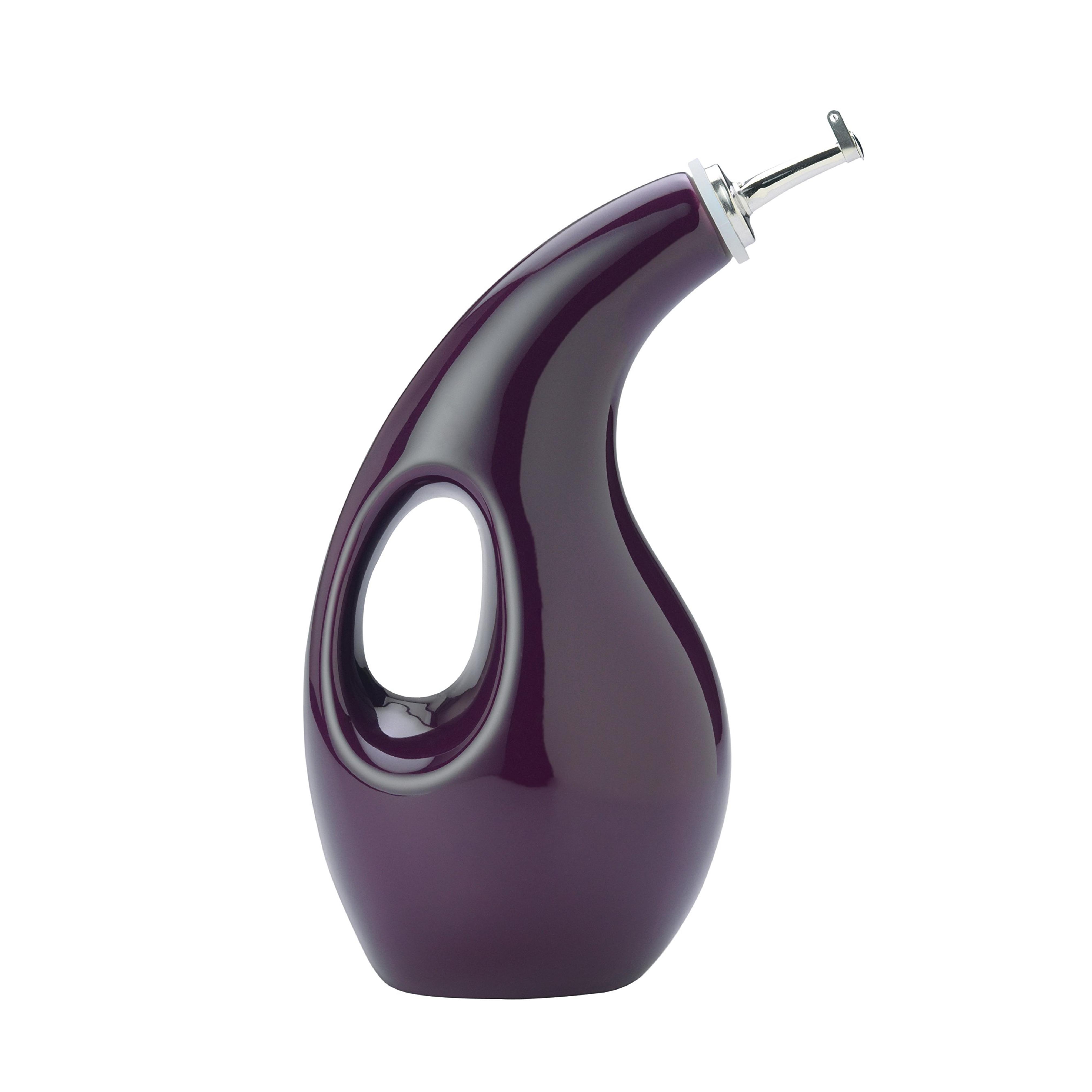 Rachael Ray Solid Glaze Ceramics EVOO Olive Oil Bottle Dispenser with Spout, One Size, Purple