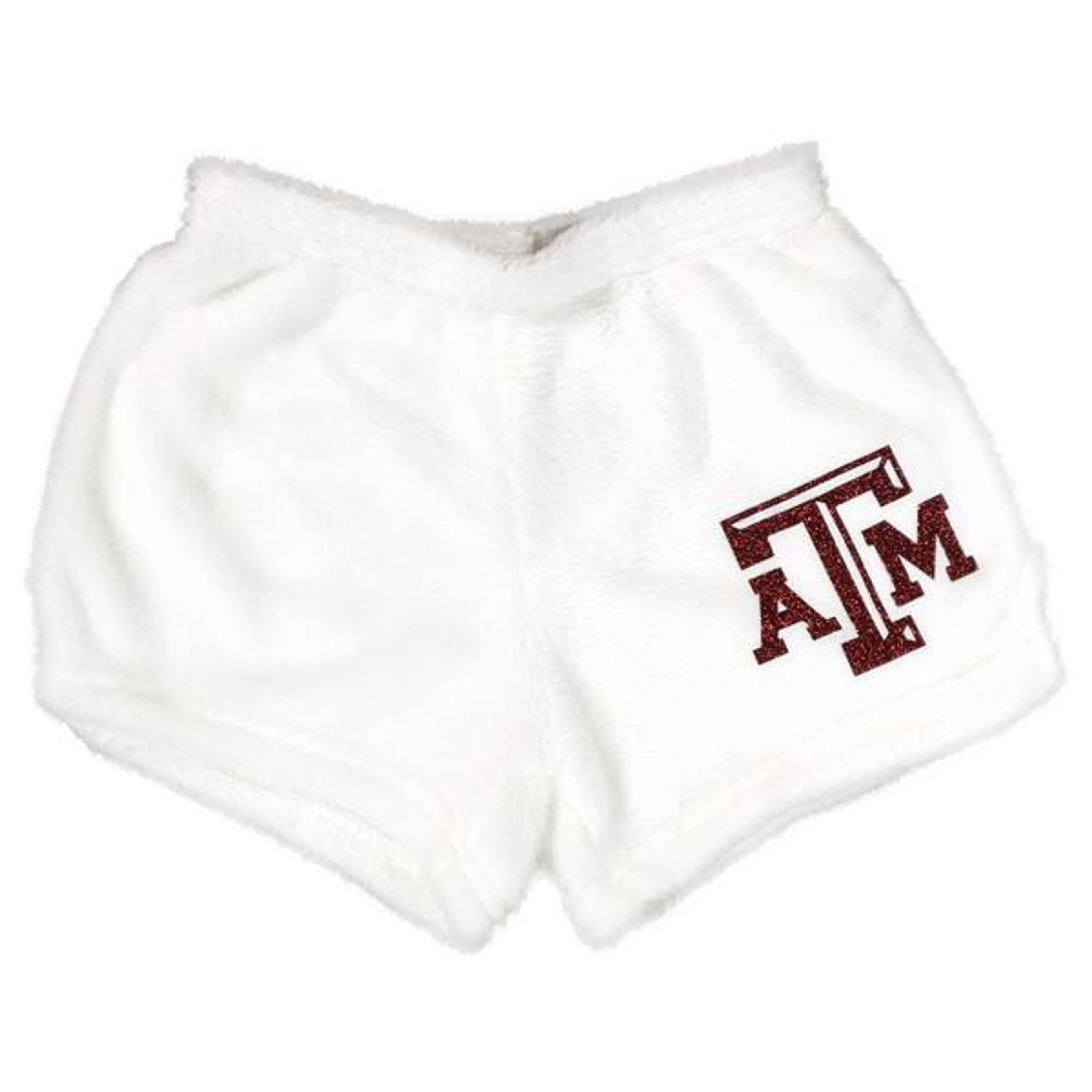 Texas A&M White Fluffy Shorts with Sparkly A&M White | Aggieland Outfitters