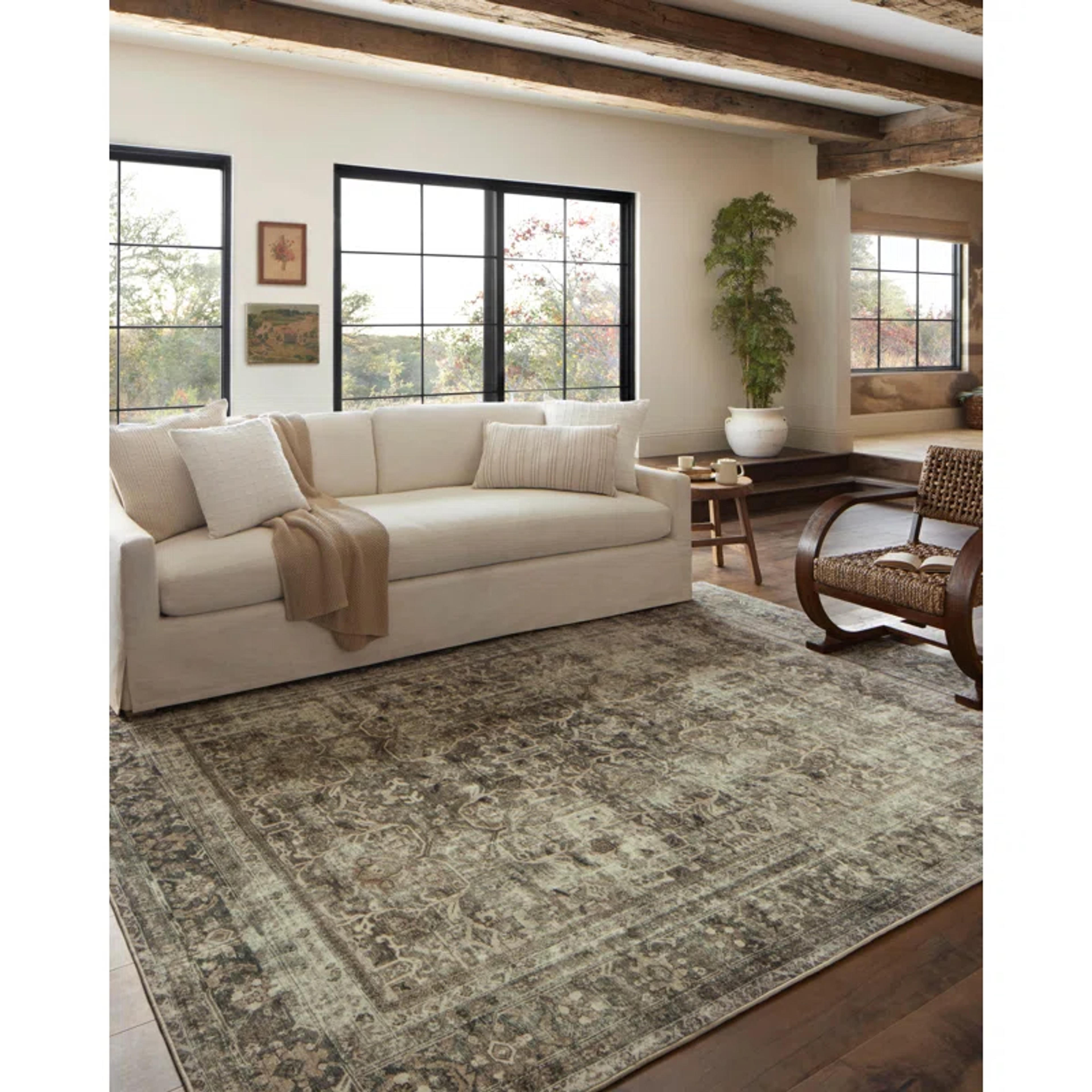 Magnolia Home By Joanna Gaines X Loloi Sinclair Machine Washable Pebble / Taupe Area Rug & Reviews | Wayfair