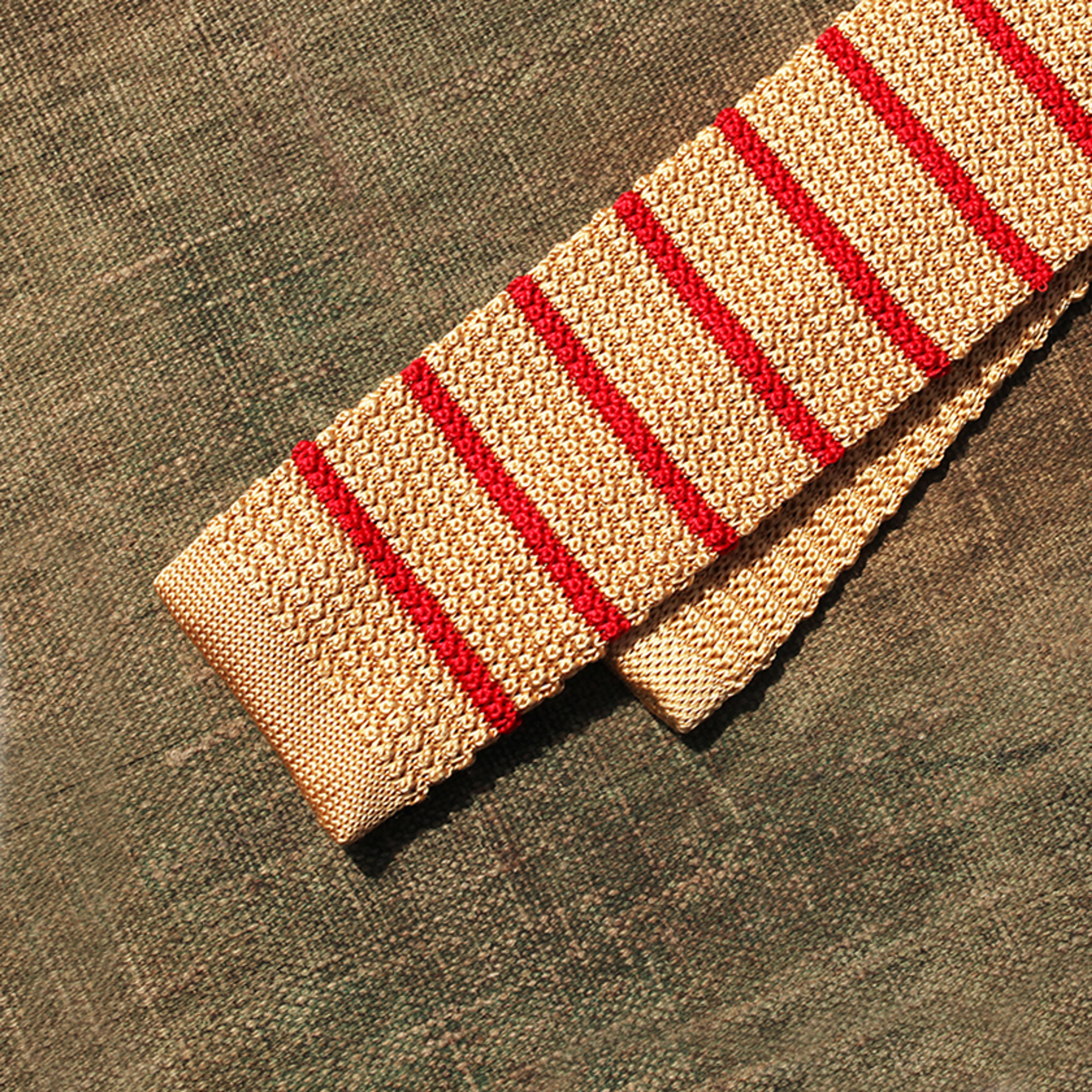 Gold and Scarlet Silk Striped Tie