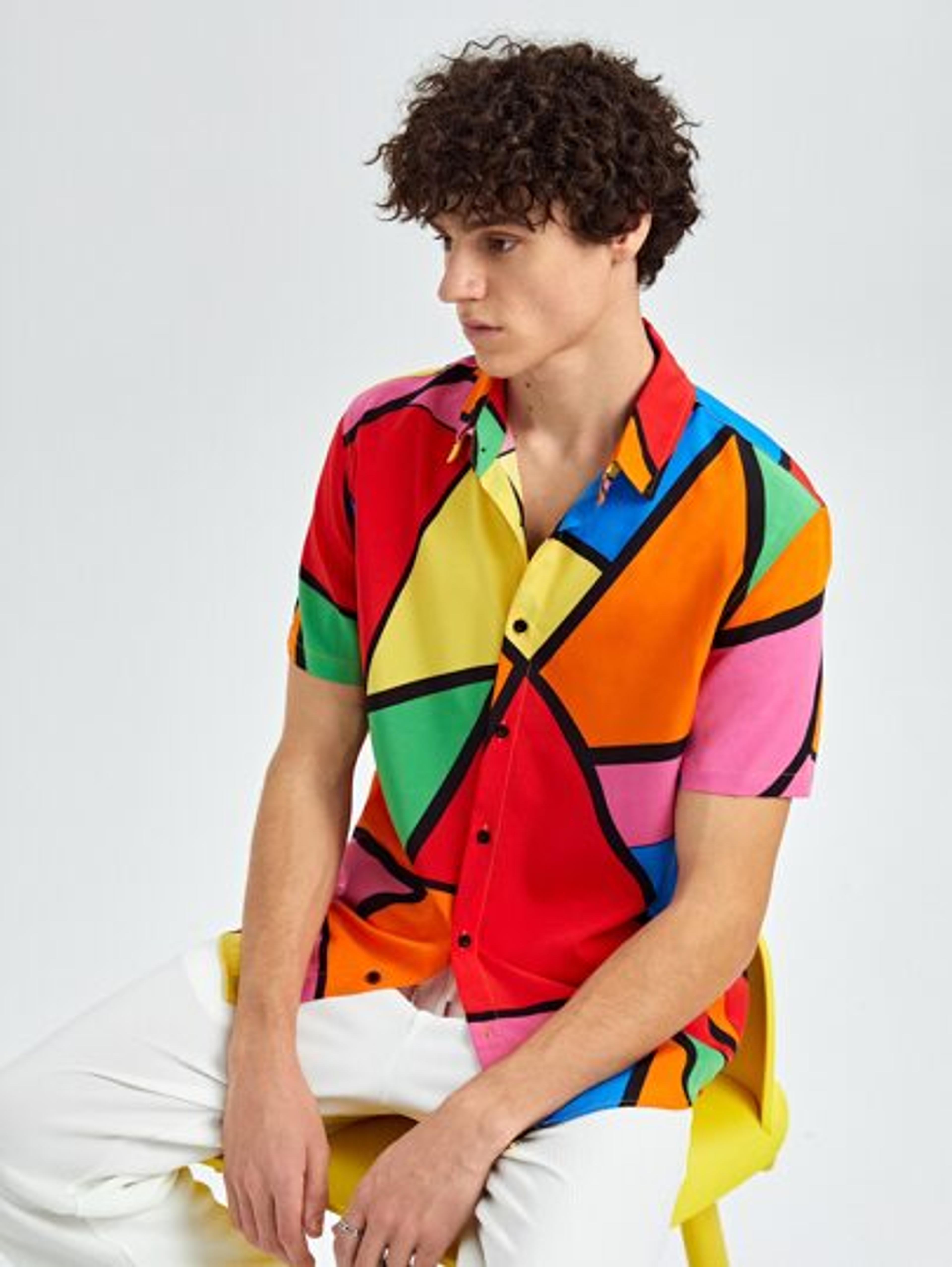 SHEIN Men Colorblock Button Up Shirt | SHEIN USA