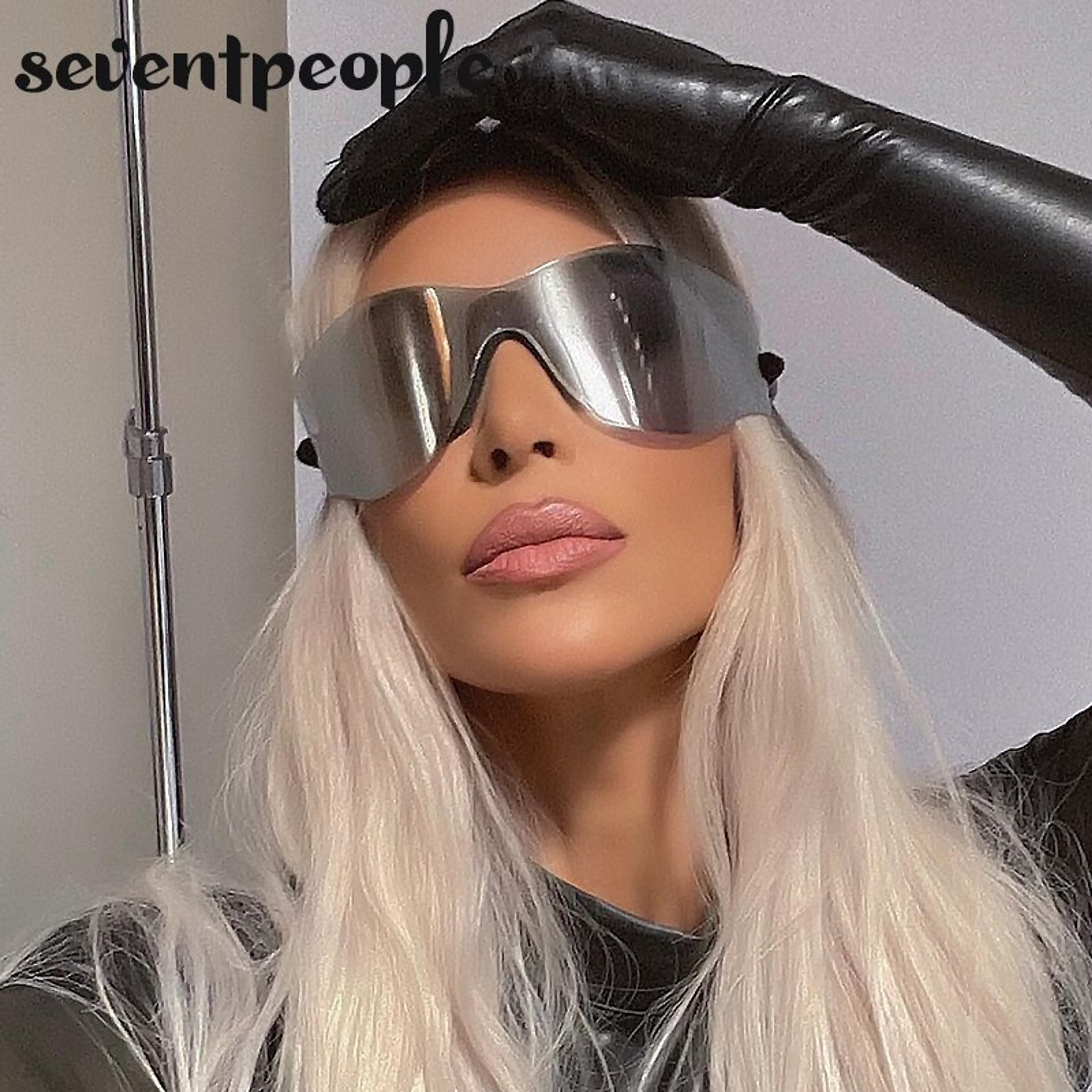 New Punk Rimless One Piece Sunglasses Feature An Adjustable Strap Kardasha Fashion Y2K Sunglass for Women Men Futuristic Eyewear