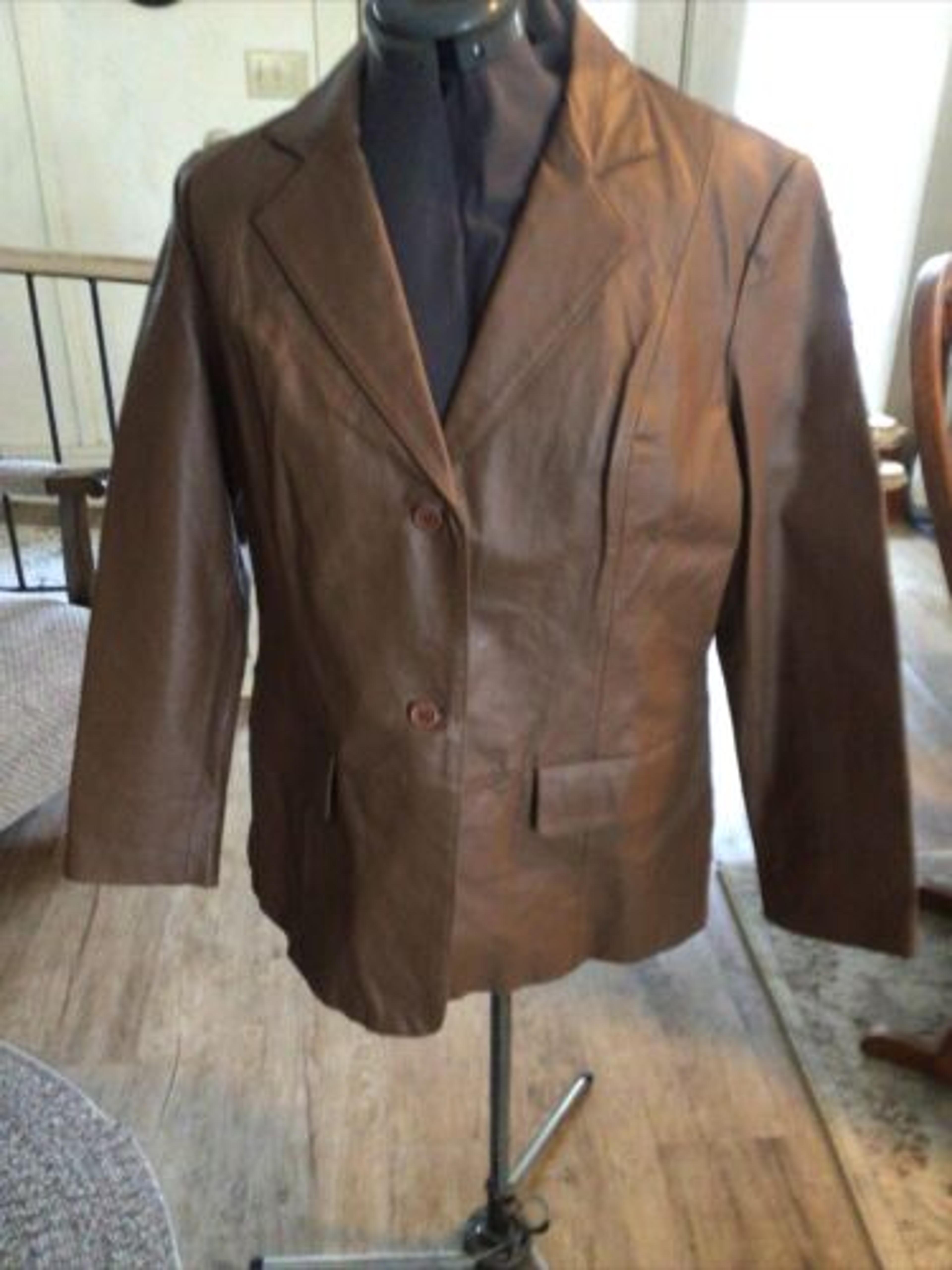 women sz 18 classic -med brown lined leather coat jacket blazer by Chadwicks nwt | eBay