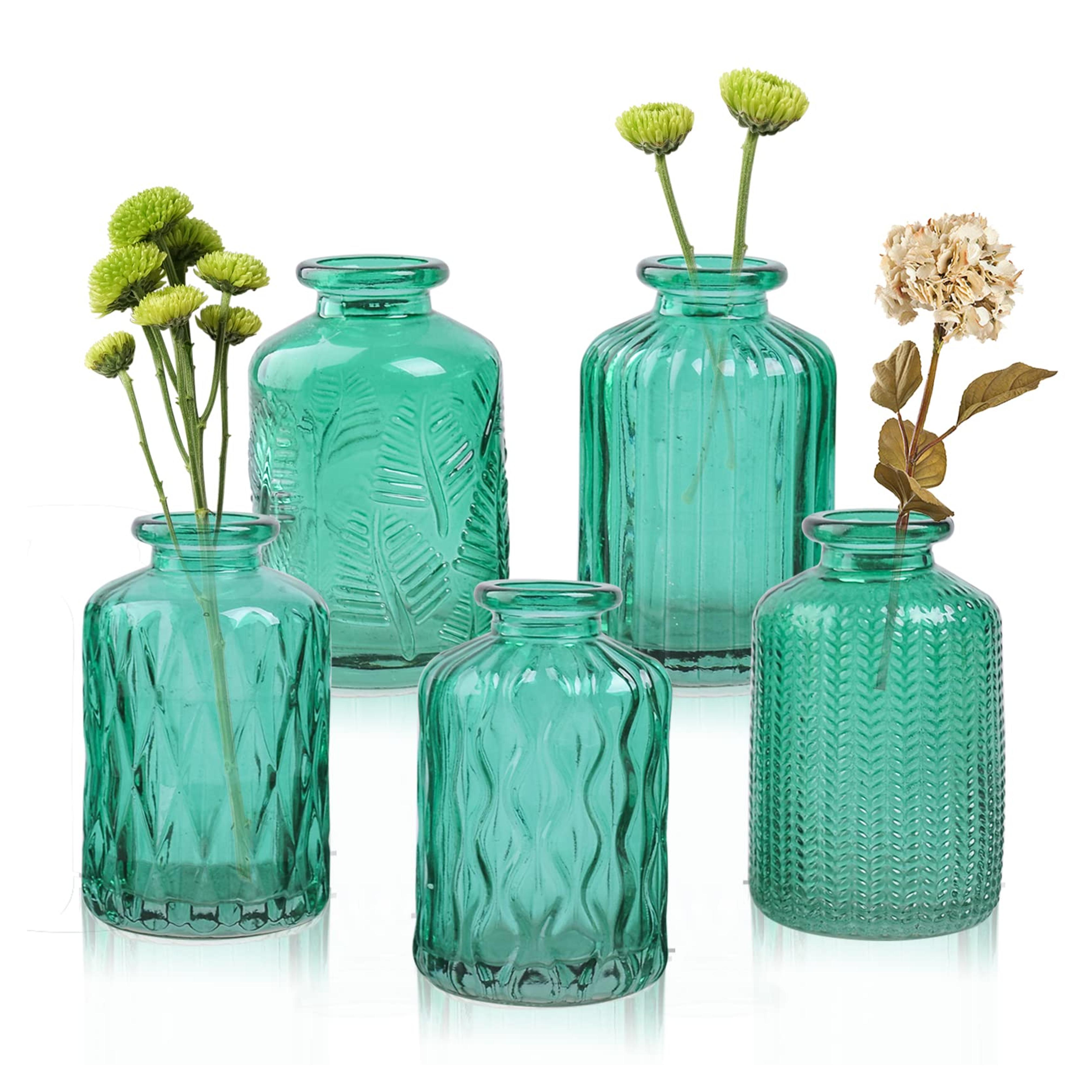 Amazon.com: ELEGANTTIME Single Green Small Glass Bud Vase for Flower Decorative Bottles with Cork Rustic Floral Perfect for Wedding vases Home Decor Cafes, Office Table, Home and Garden : Home & Kitchen