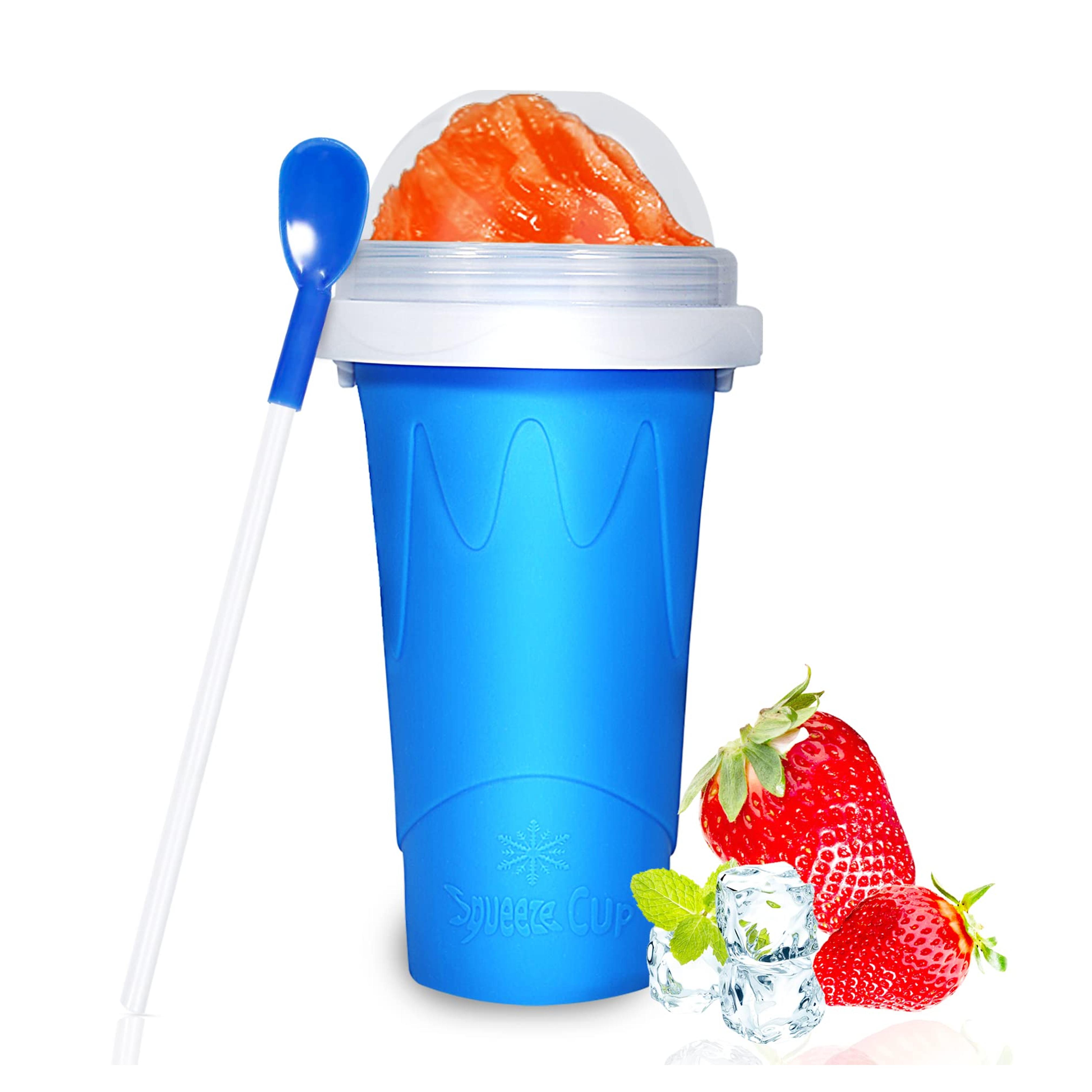 Color Land Slushy Cup, TIK TOK Slushie Maker Cup Frozen Magic Squeeze Cup, Ice Cream Maker Cup, Cool Stuff Trending Tiktok Items Homemade DIY Cool Gadgets with Lid & Straw (350ML, BLUE)