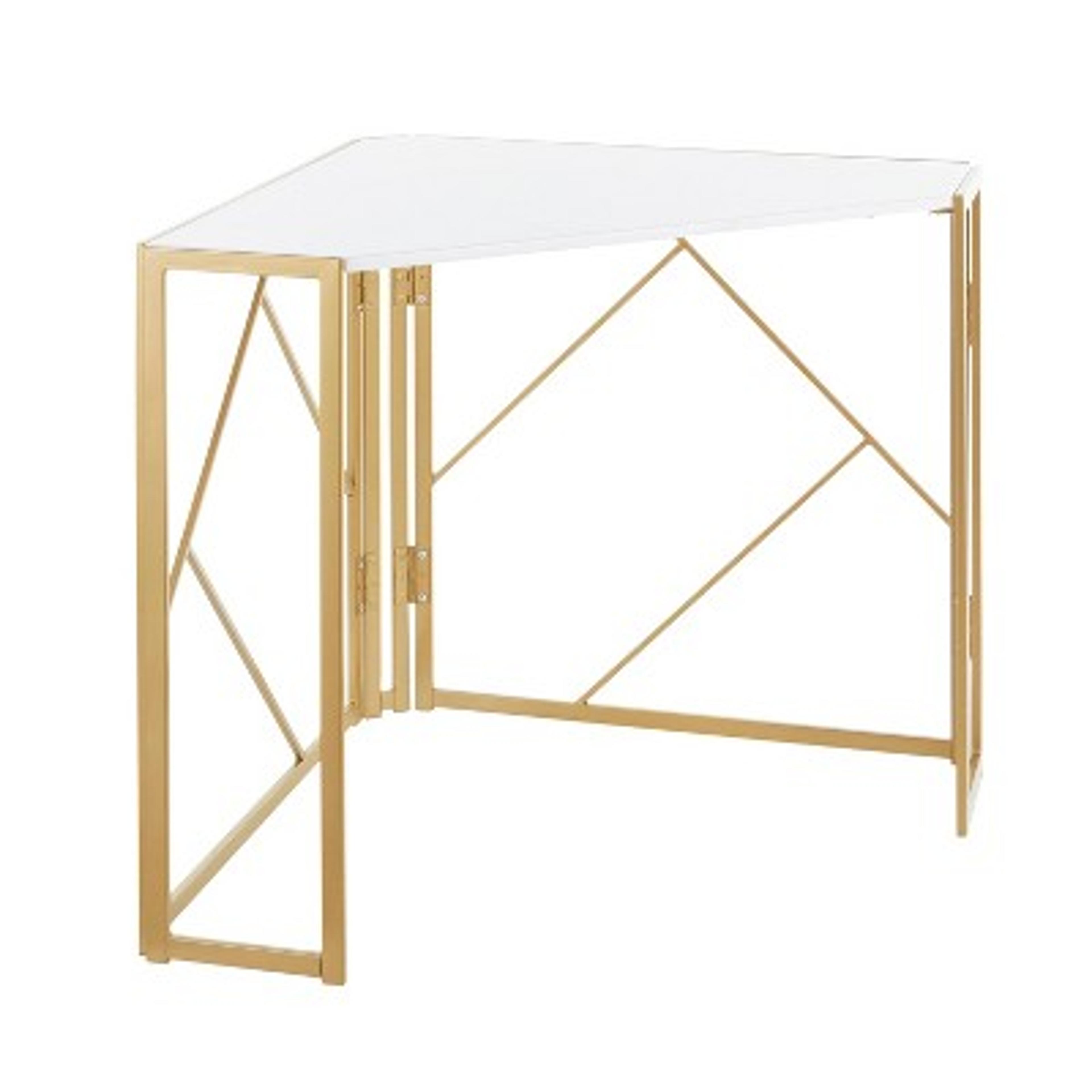 Folia Corner Desk Gold/white - Lumisource : Target