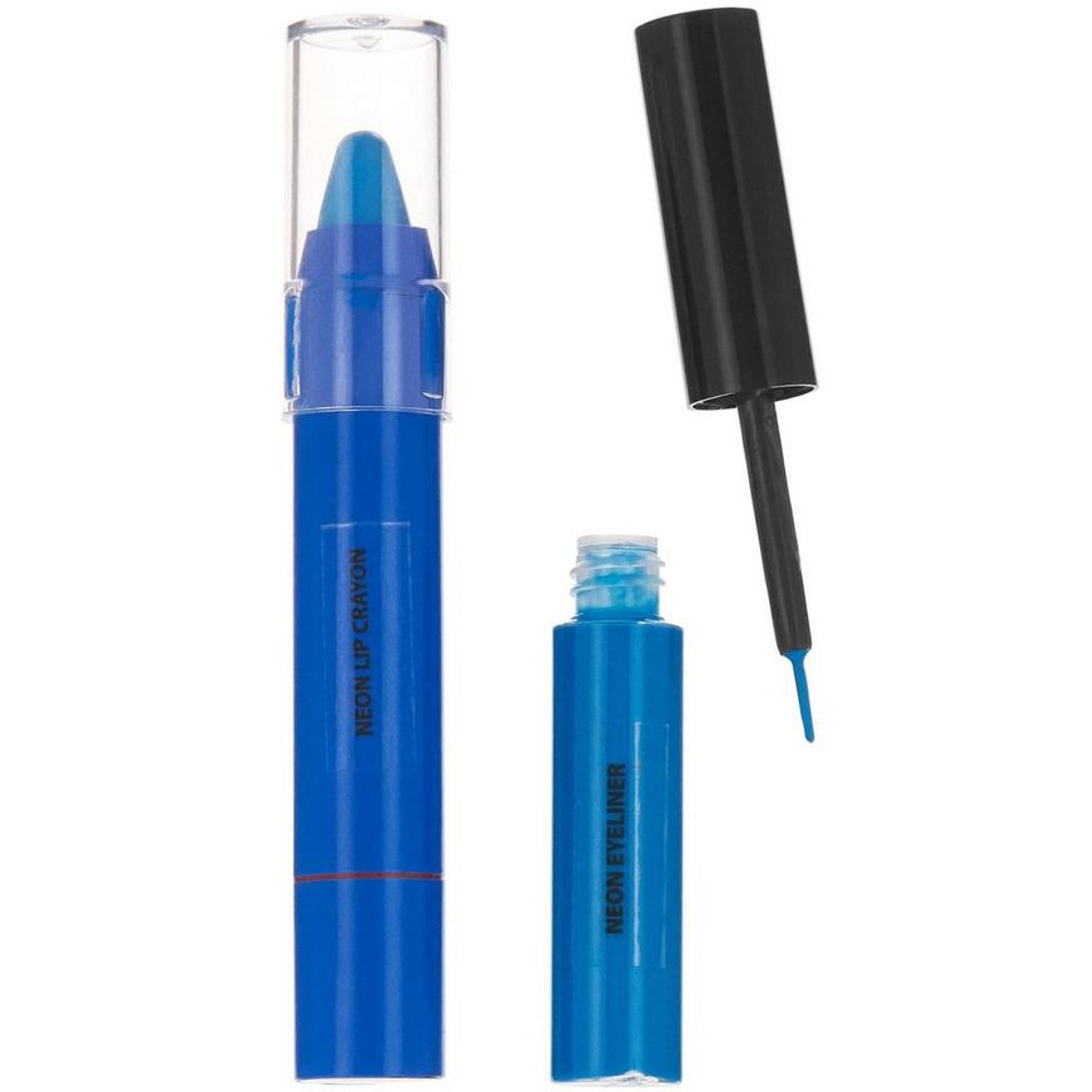 Neon Blue Lip Gloss & Eyeliner Makeup Set - Iridescent Glam | Party City