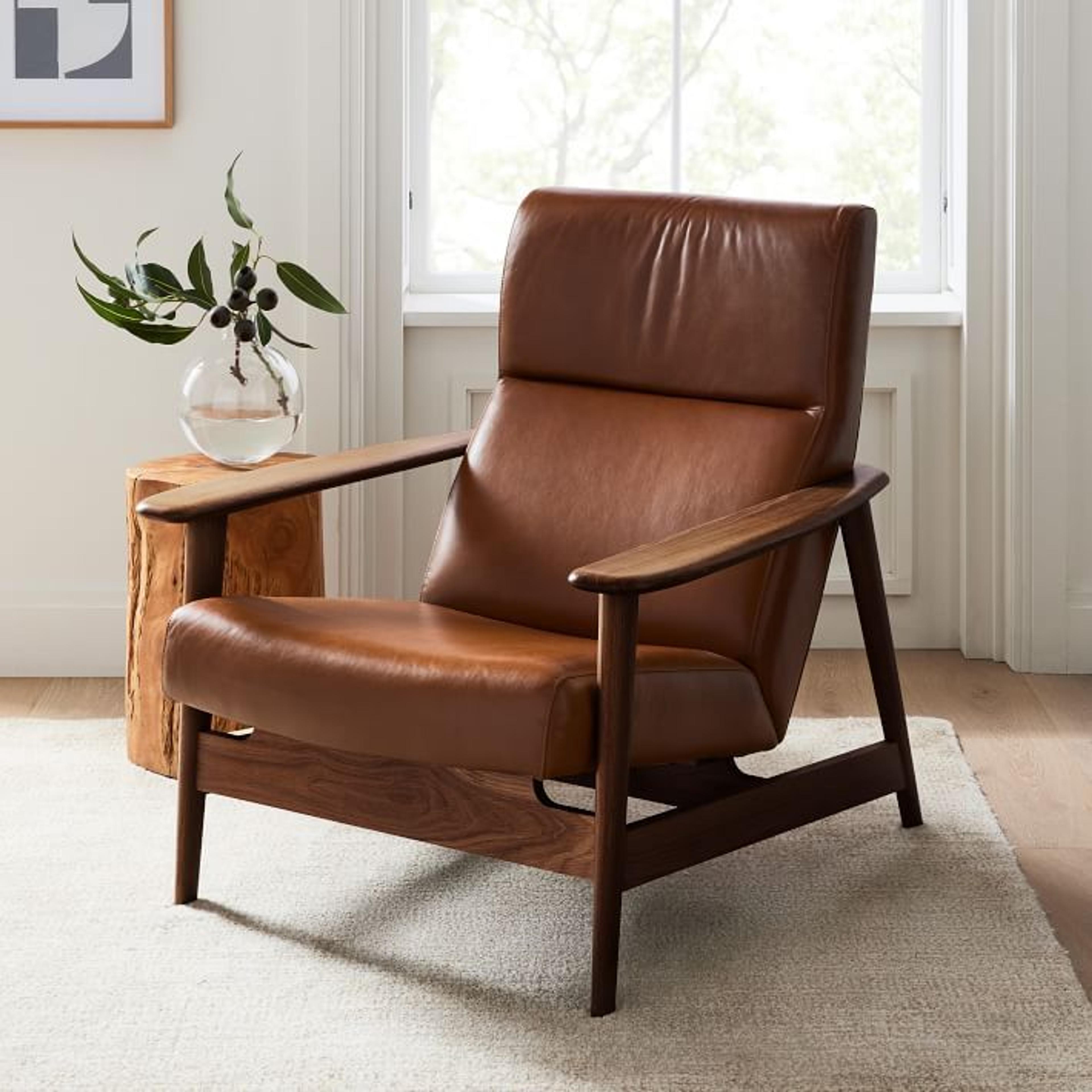 Mid-century Show Wood Highback Chair, Saddle Leather, Nut, Natural Oak