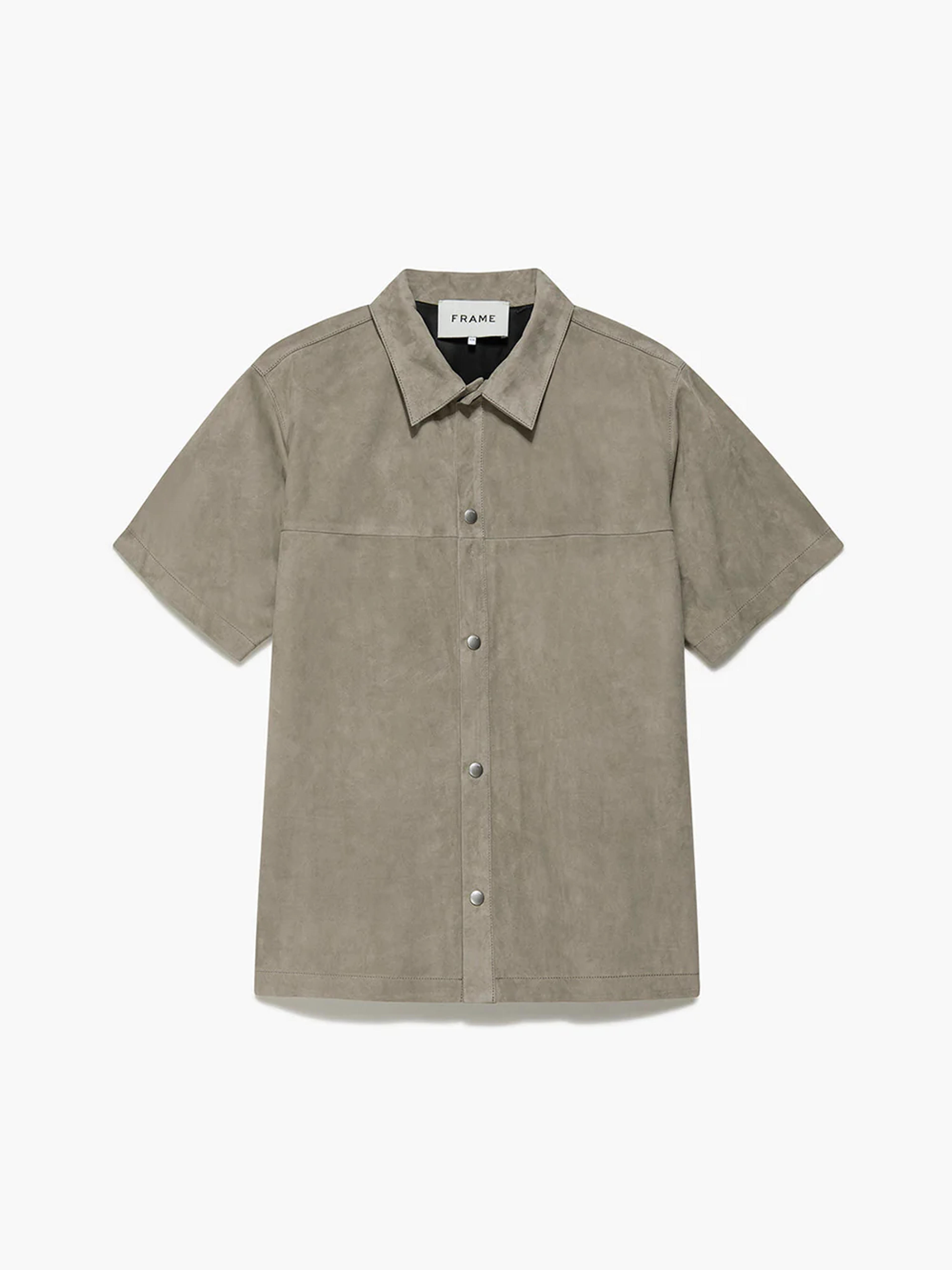 Short Sleeve Suede Shirt in Sand Beige – FRAME