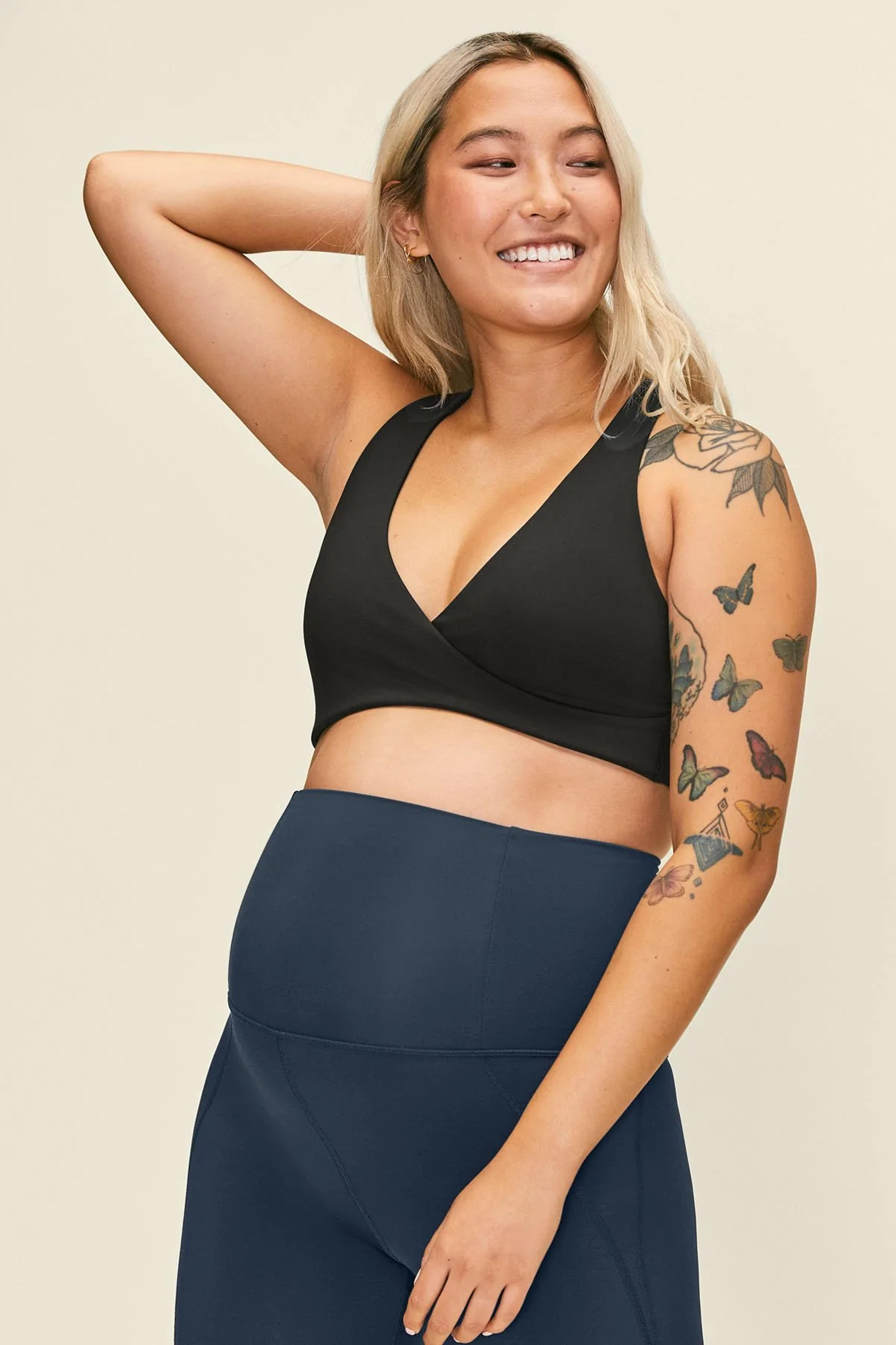 Black May Crossover Nursing Bra — Girlfriend Collective