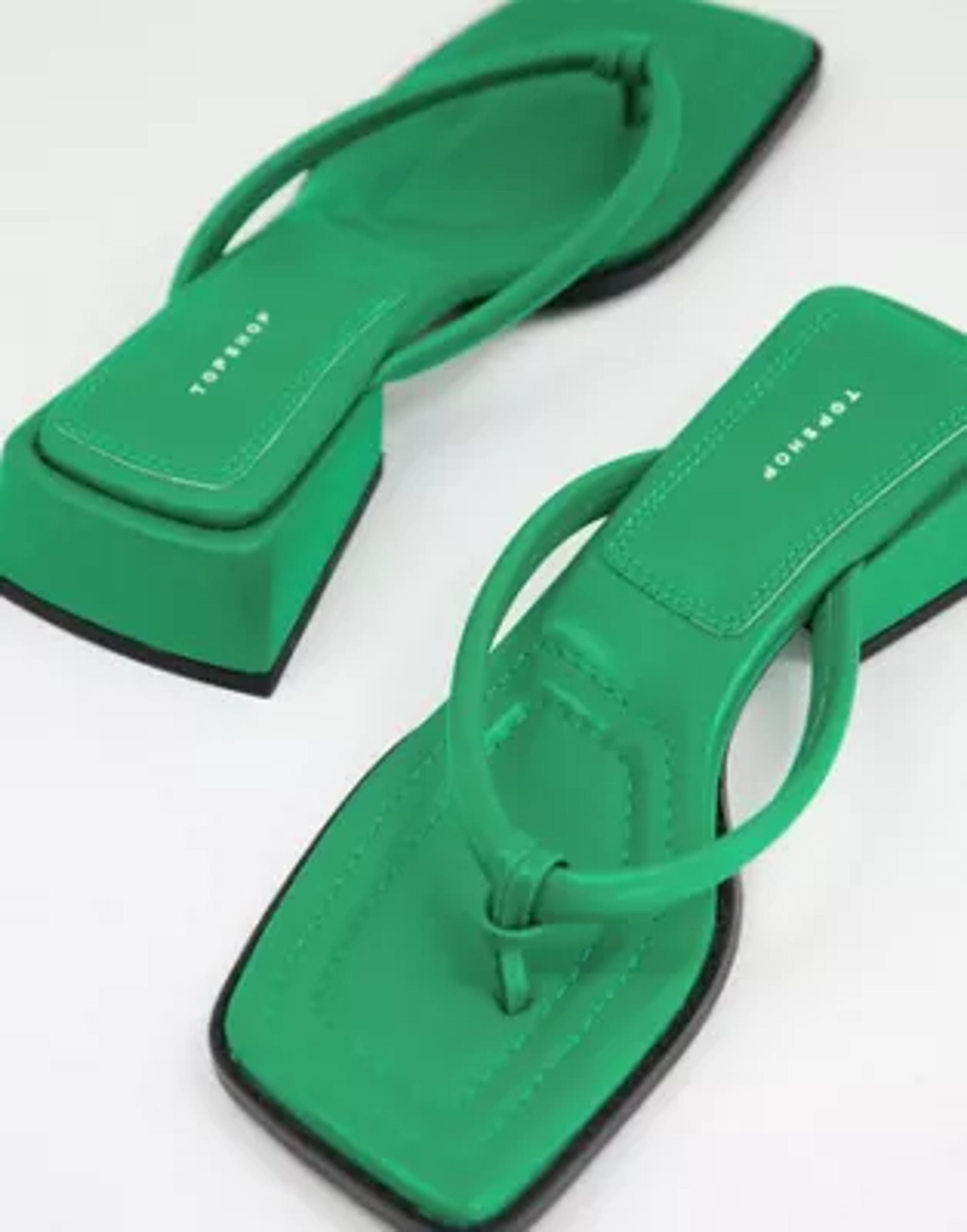 Topshop Pella toe post sandal in green | ASOS